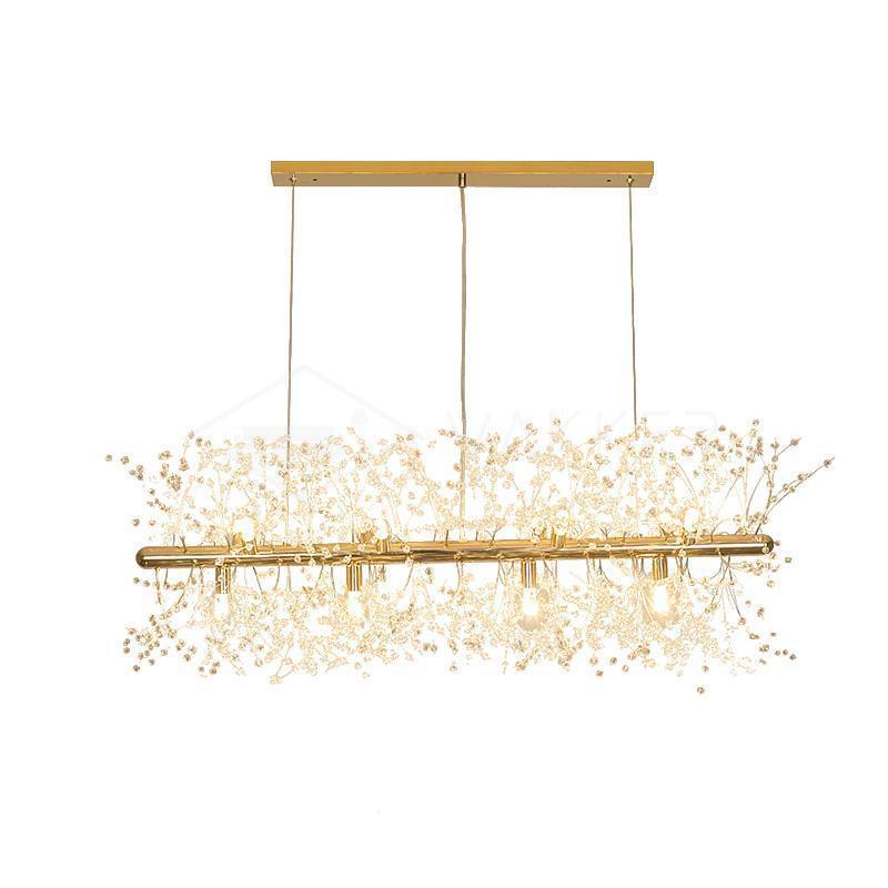 Cir Chandelier Brass Linear Crystal Branch-Neutral Decor