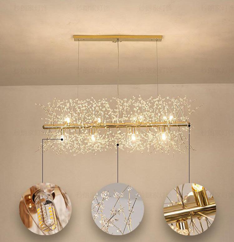 Cir Chandelier Brass Linear Crystal Branch-Neutral Decor