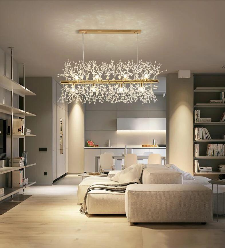 Cir Chandelier Brass Linear Crystal Branch-Neutral Decor