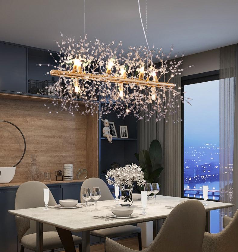 Cir Chandelier Brass Linear Crystal Branch-Neutral Decor