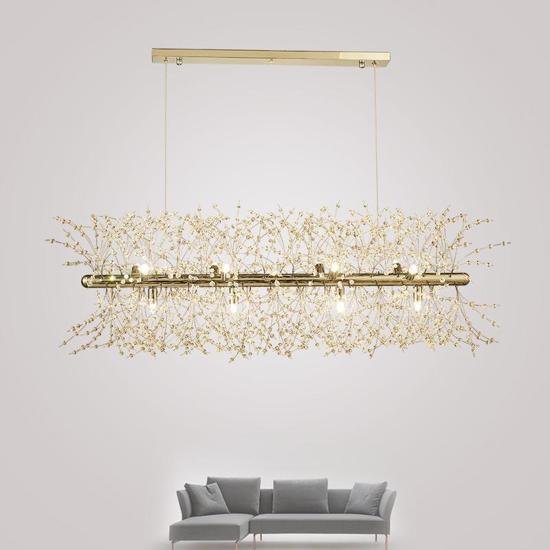 Cir Chandelier Brass Linear Crystal Branch-Neutral Decor