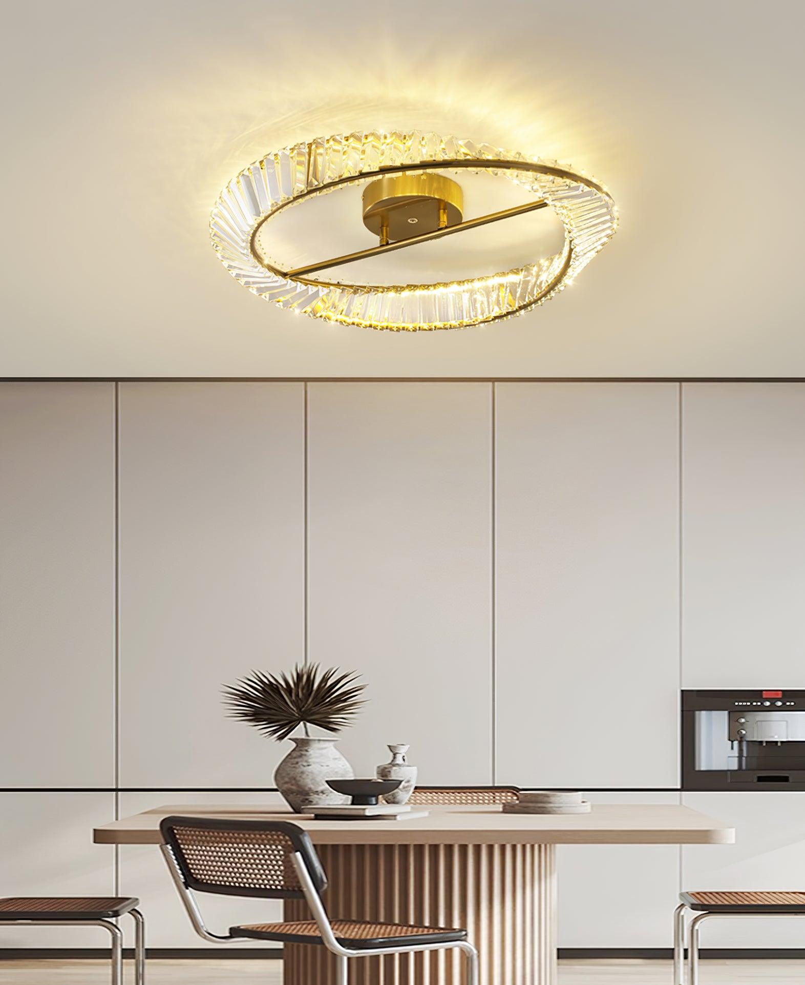 Lustra Ceiling Light Crystal Rings Stainless Steel-Neutral Decor