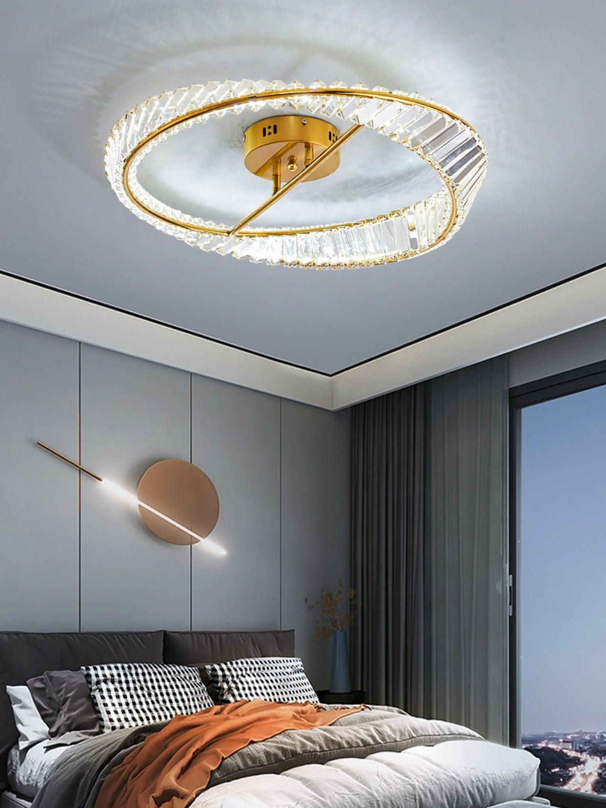Lustra Ceiling Light Crystal Rings Stainless Steel-Neutral Decor
