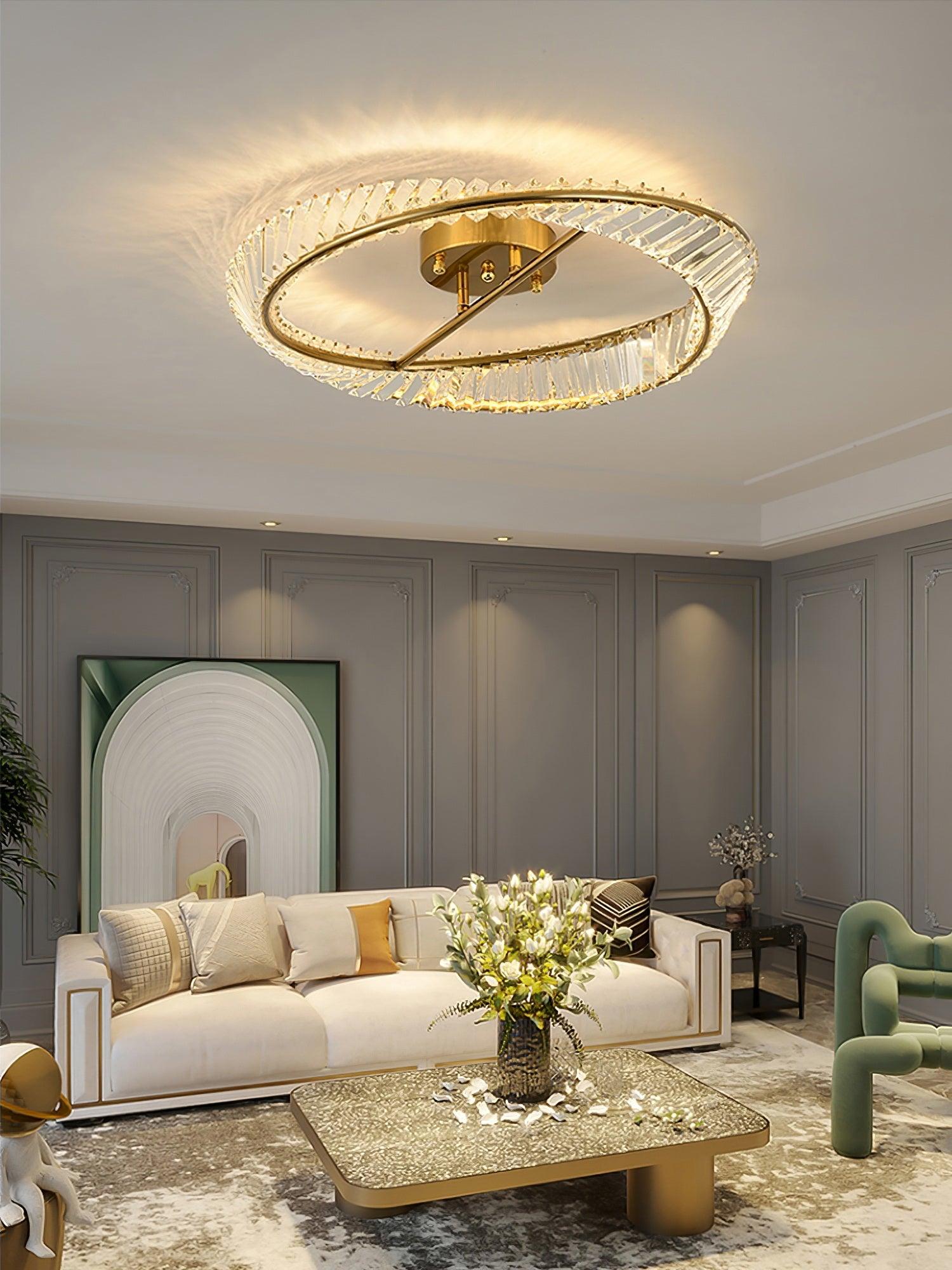 Lustra Ceiling Light Crystal Rings Stainless Steel-Neutral Decor