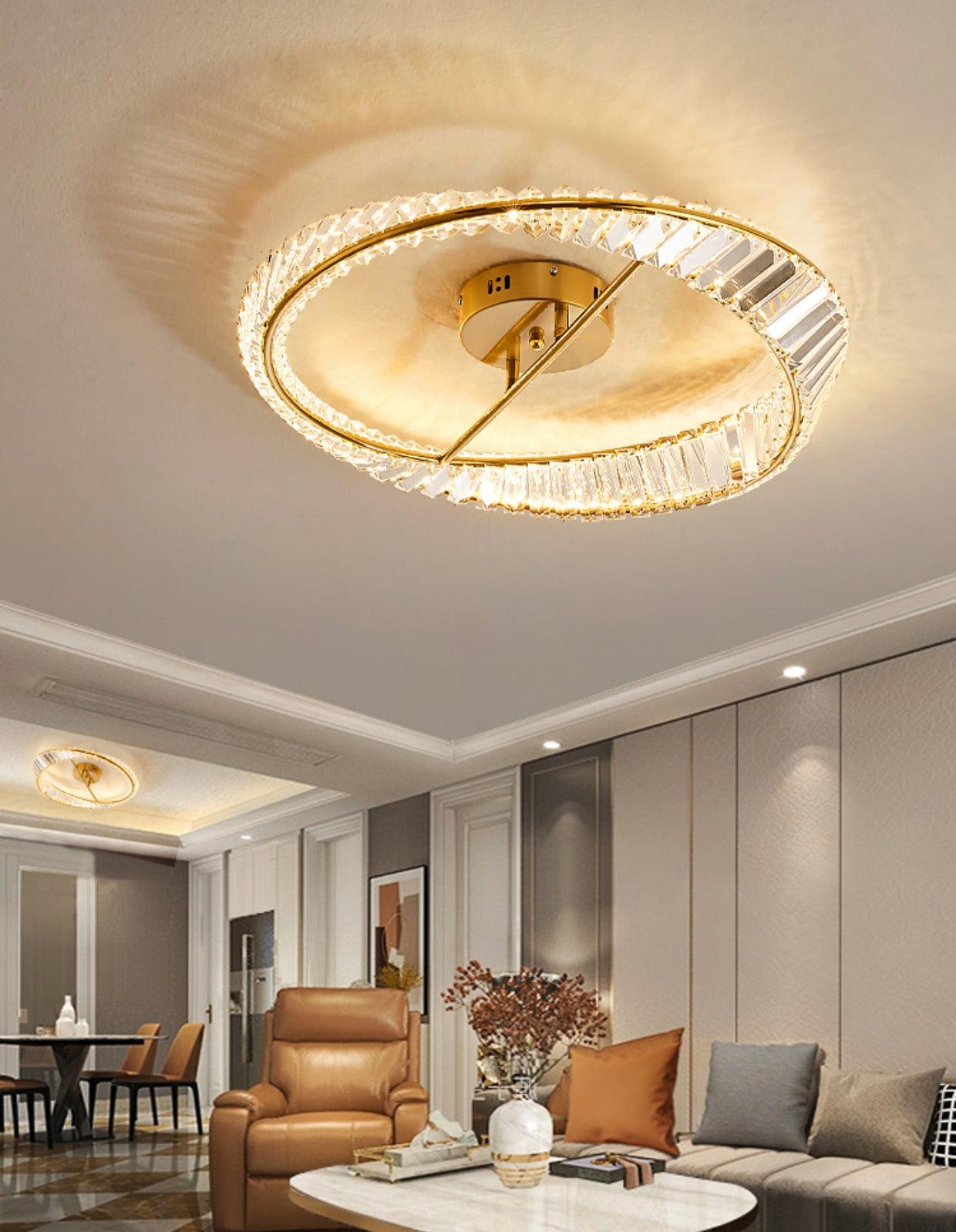 Lustra Ceiling Light Crystal Rings Stainless Steel-Neutral Decor