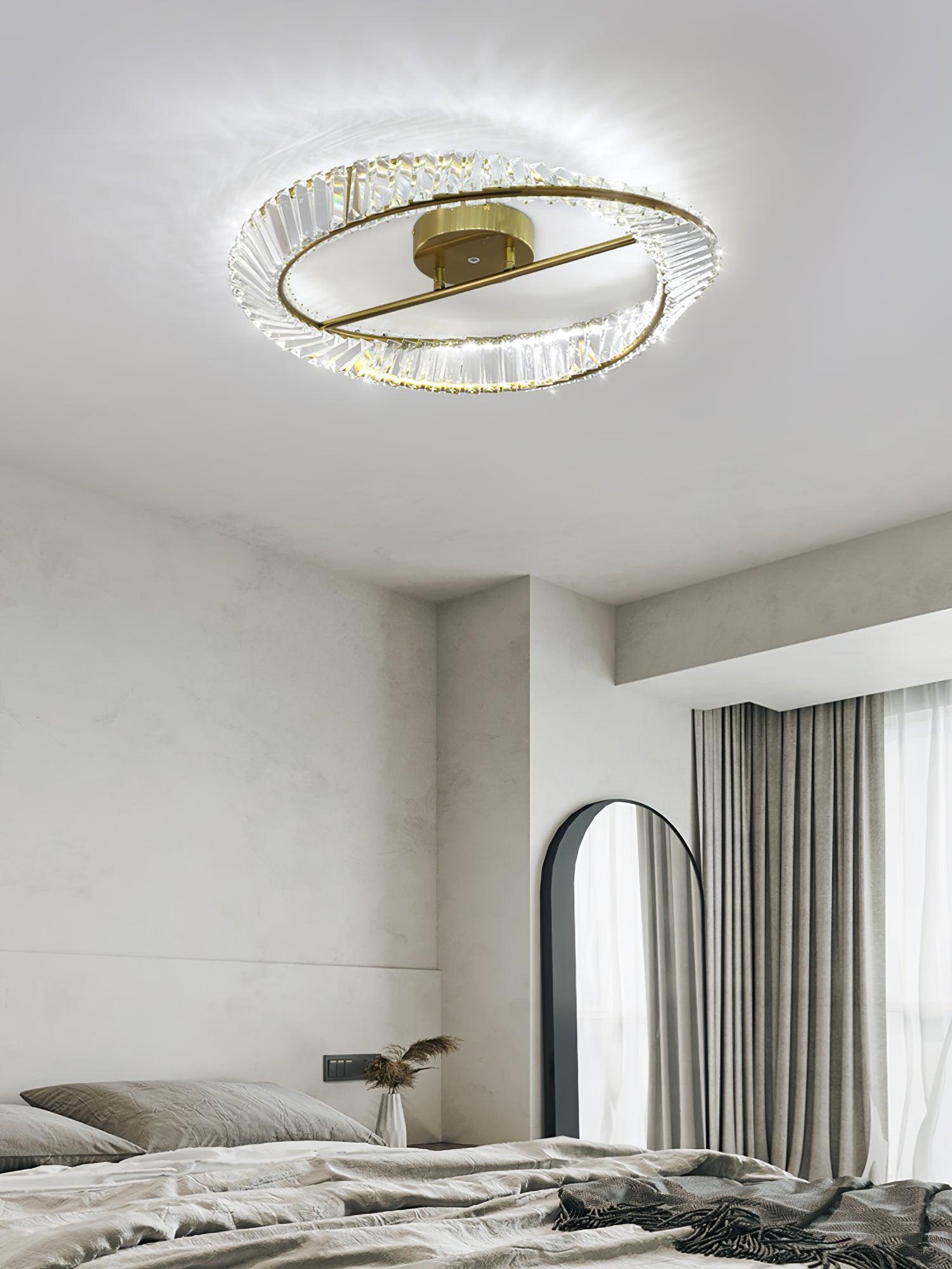 Lustra Ceiling Light Crystal Rings Stainless Steel-Neutral Decor