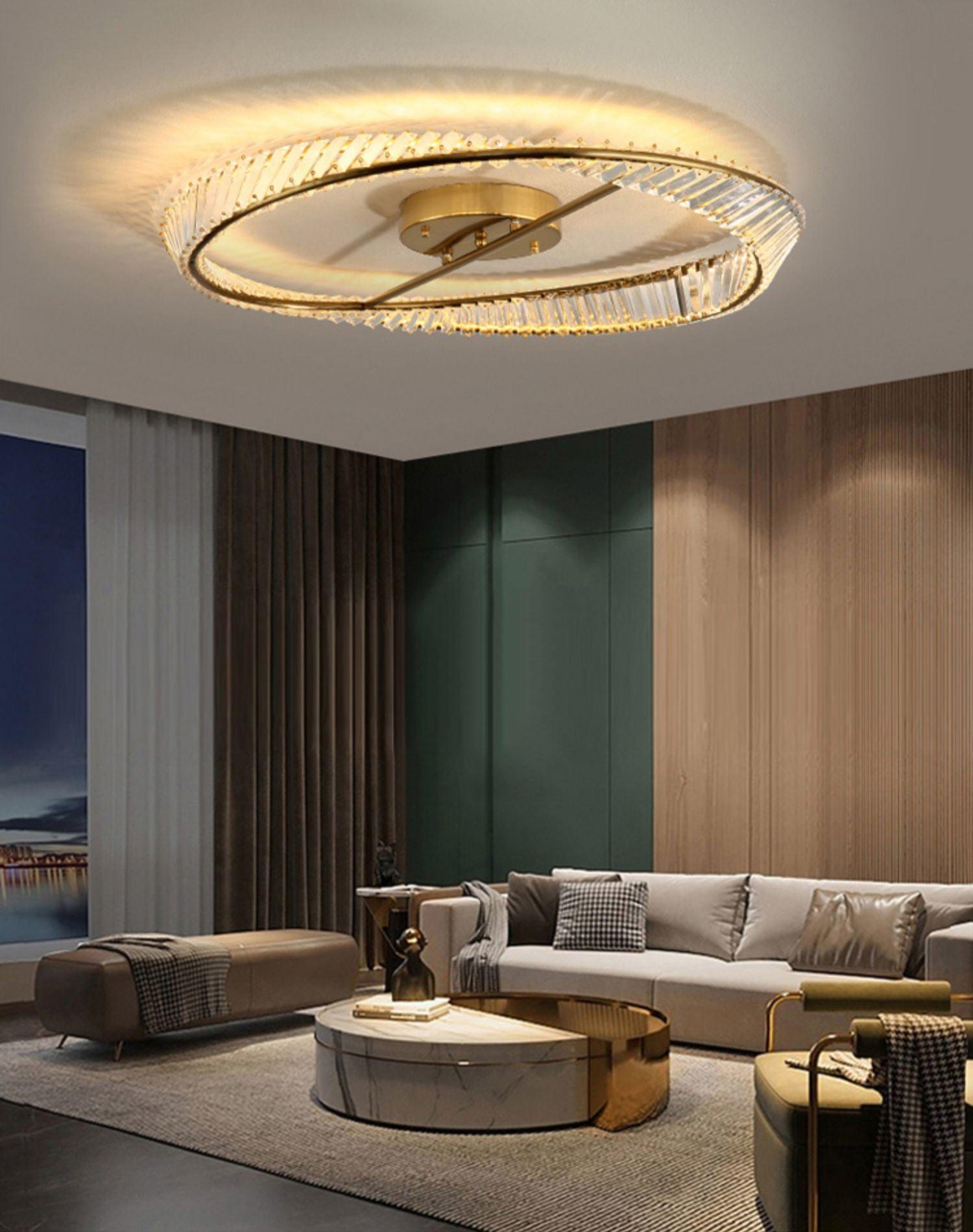 Lustra Ceiling Light Crystal Rings Stainless Steel-Neutral Decor