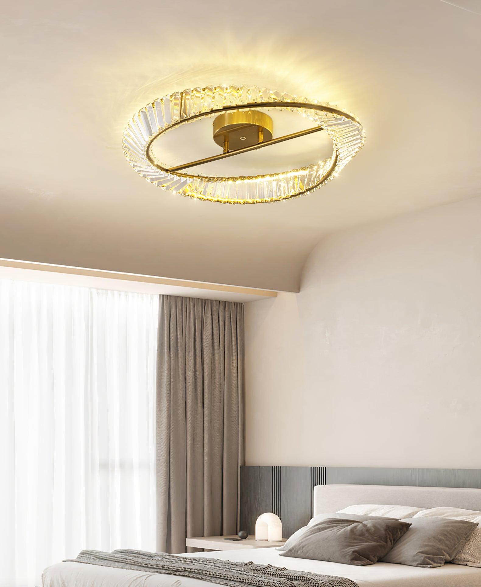 Lustra Ceiling Light Crystal Rings Stainless Steel-Neutral Decor