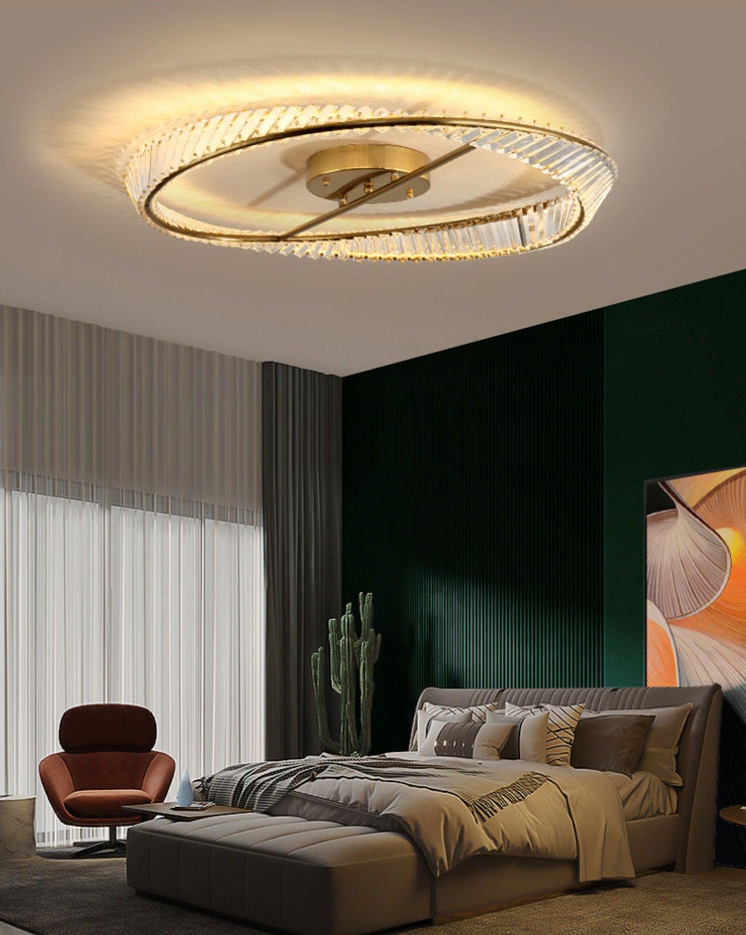 Lustra Ceiling Light Crystal Rings Stainless Steel-Neutral Decor