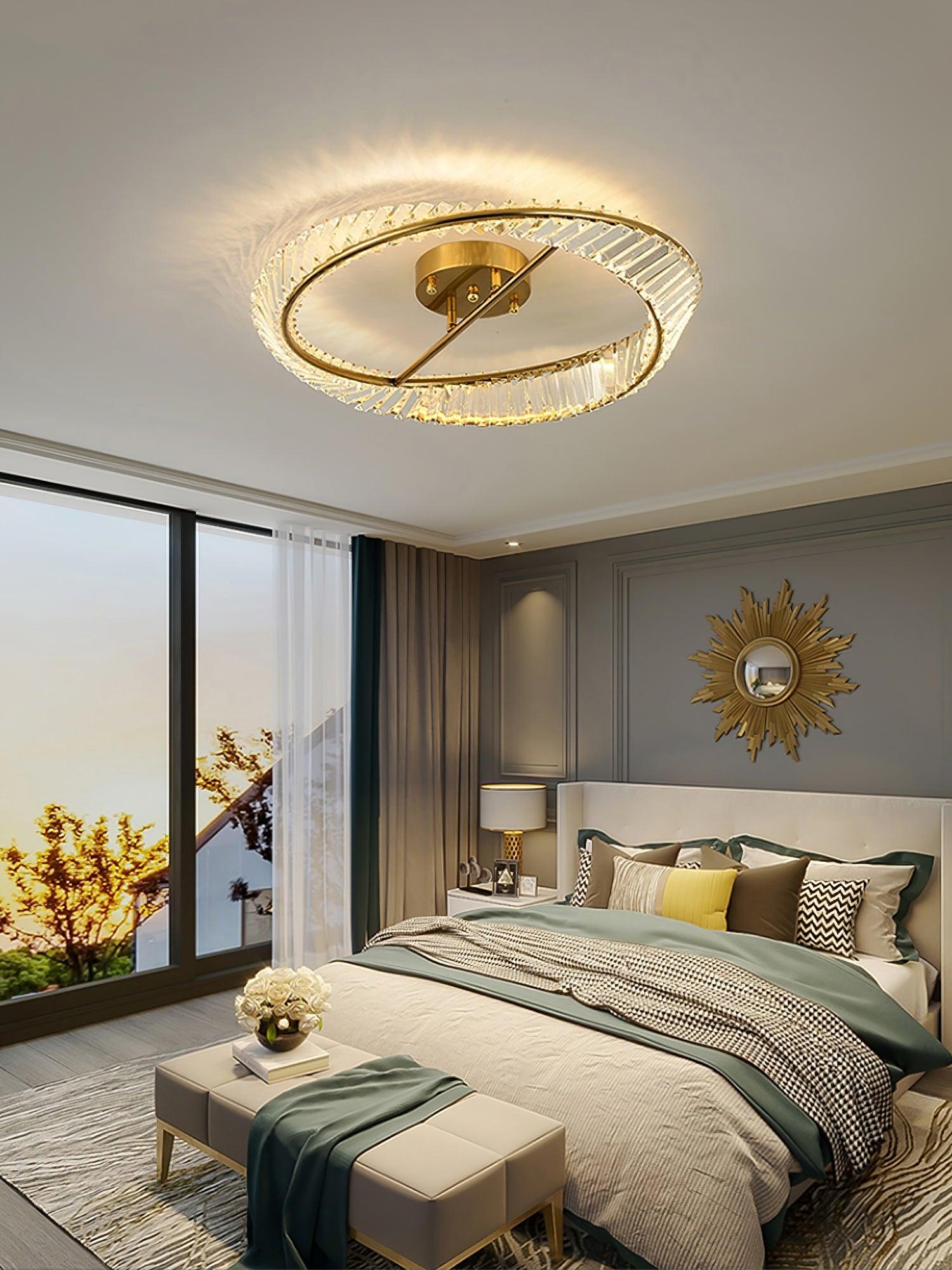 Lustra Ceiling Light Crystal Rings Stainless Steel-Neutral Decor