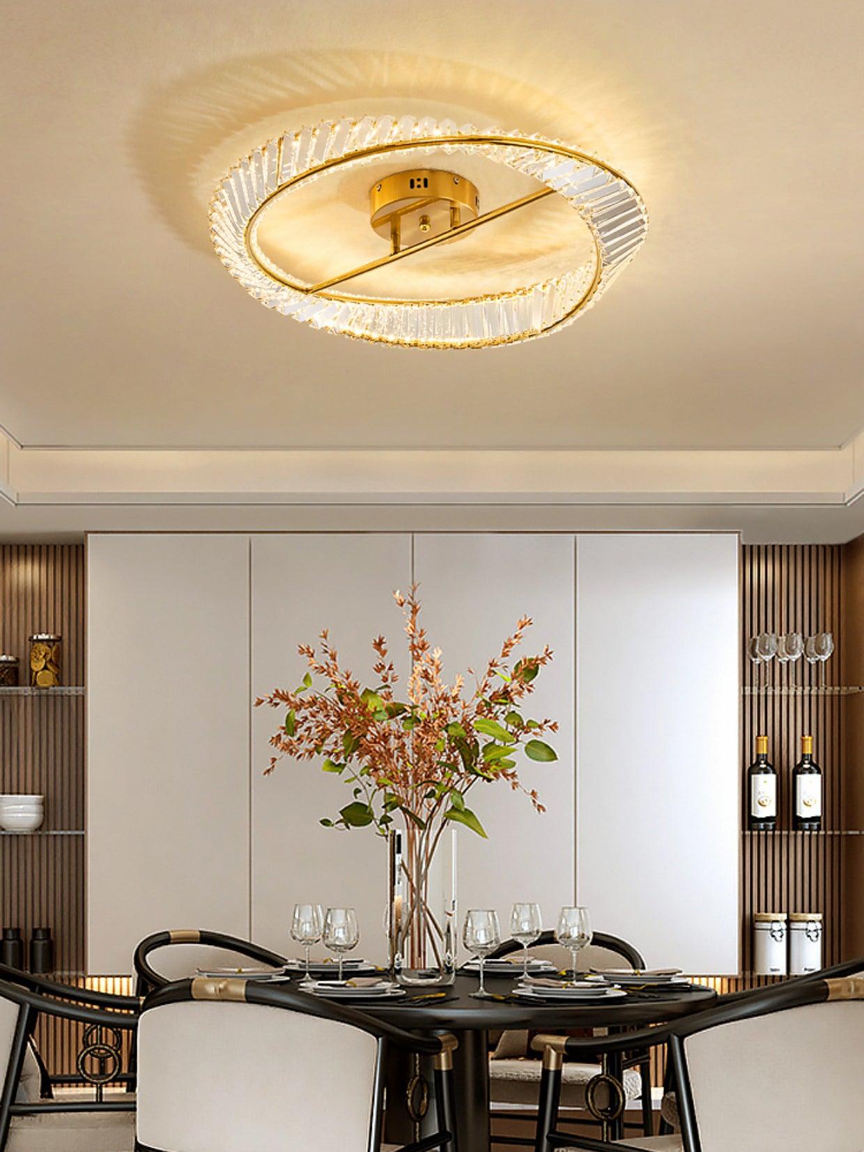 Lustra Ceiling Light Crystal Rings Stainless Steel-Neutral Decor