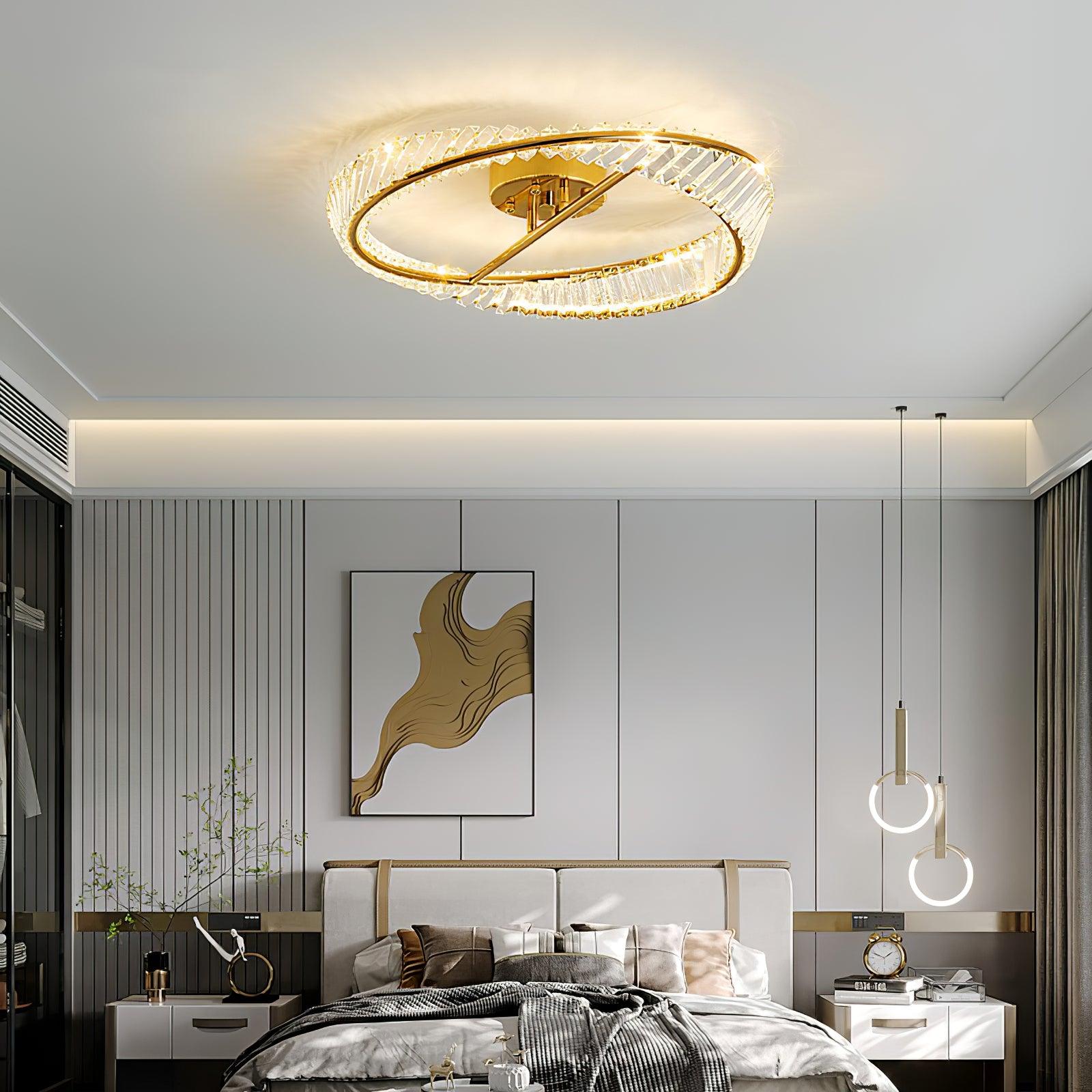 Lustra Ceiling Light Crystal Rings Stainless Steel-Neutral Decor