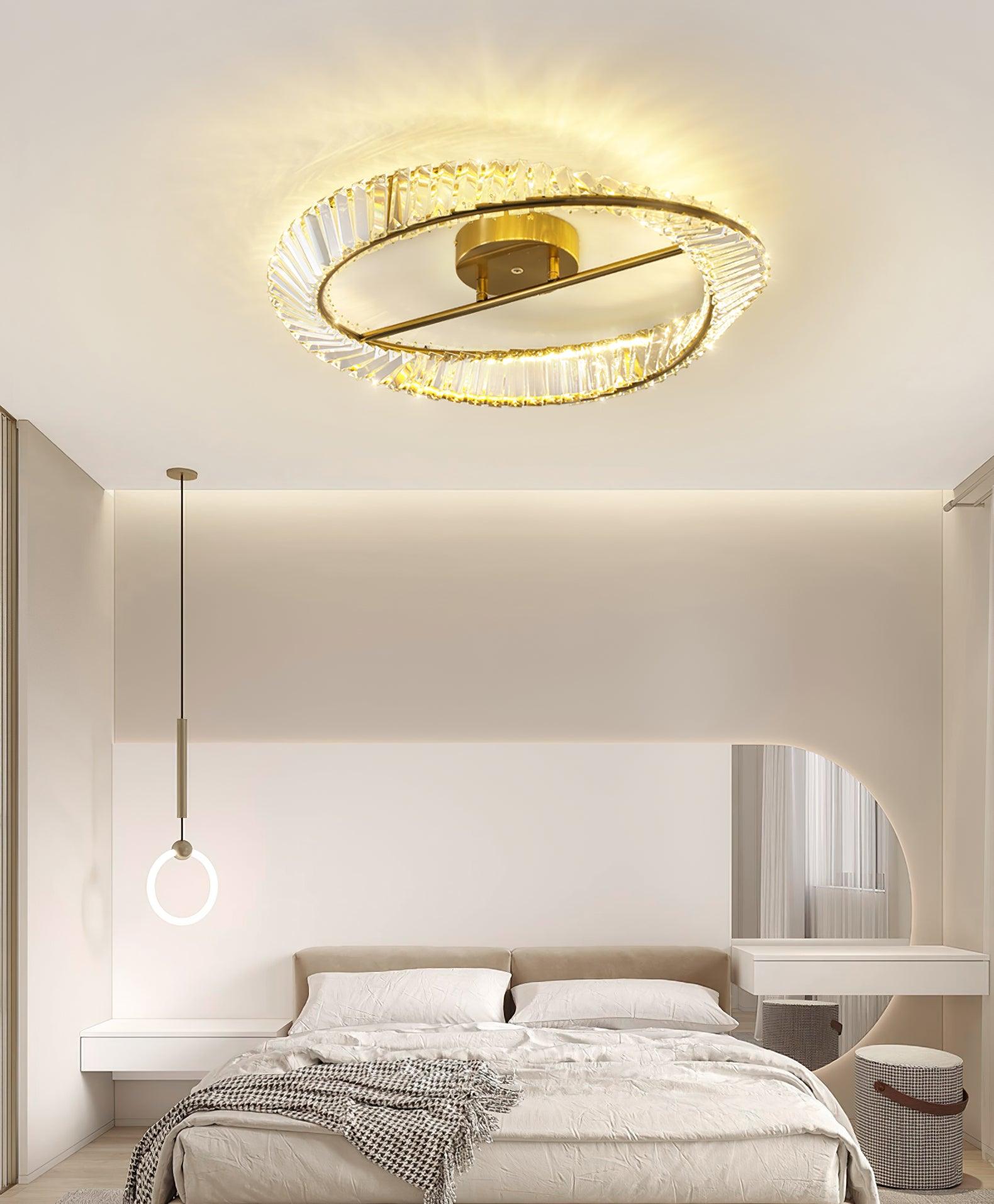 Lustra Ceiling Light Crystal Rings Stainless Steel-Neutral Decor