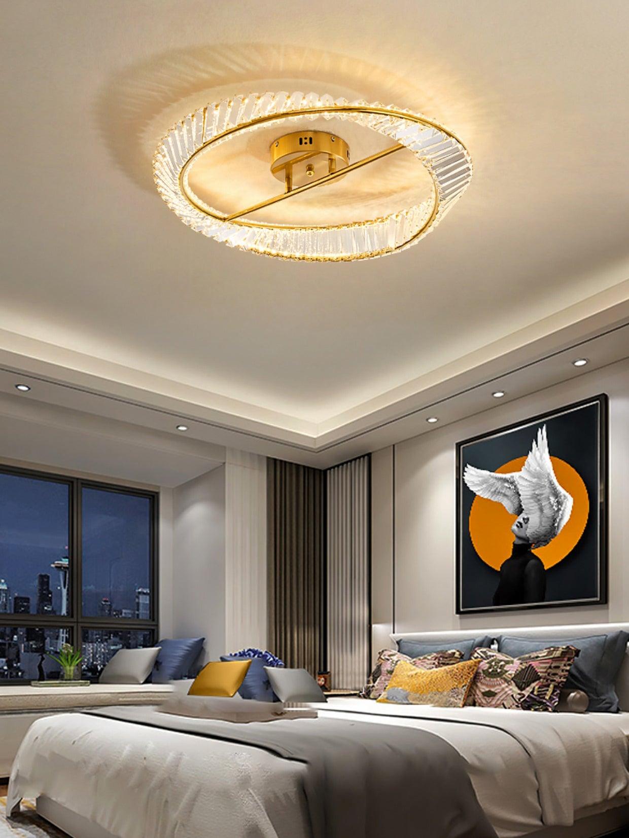 Lustra Ceiling Light Crystal Rings Stainless Steel-Neutral Decor
