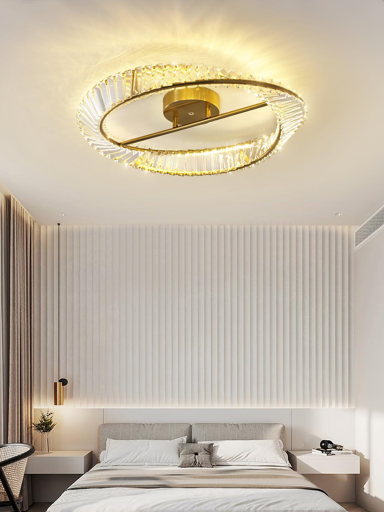 Lustra Ceiling Light Crystal Rings Stainless Steel-Neutral Decor