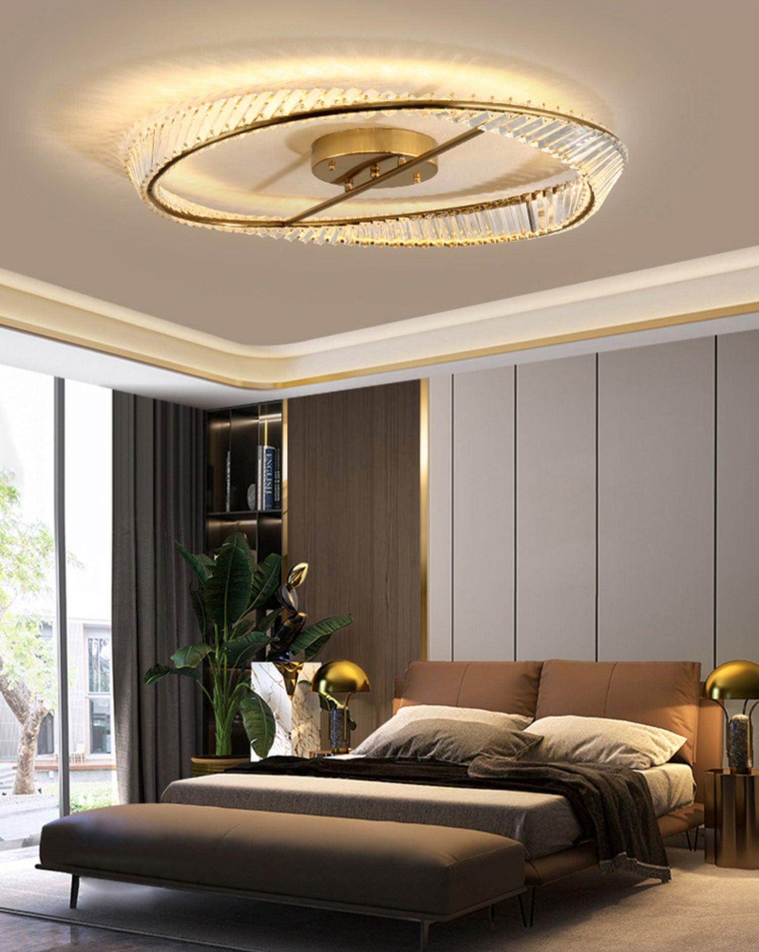 Lustra Ceiling Light Crystal Rings Stainless Steel-Neutral Decor