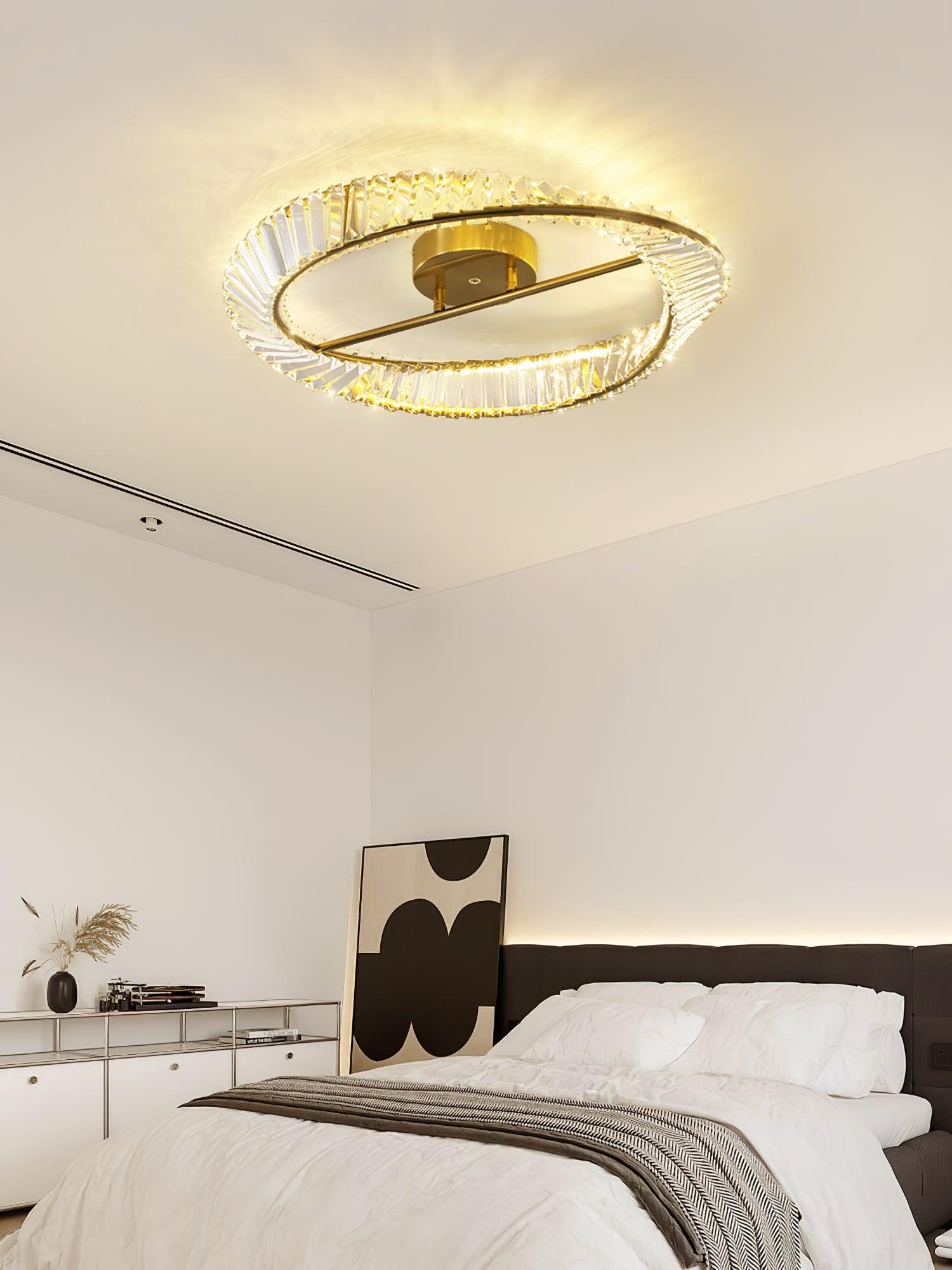 Lustra Ceiling Light Crystal Rings Stainless Steel-Neutral Decor