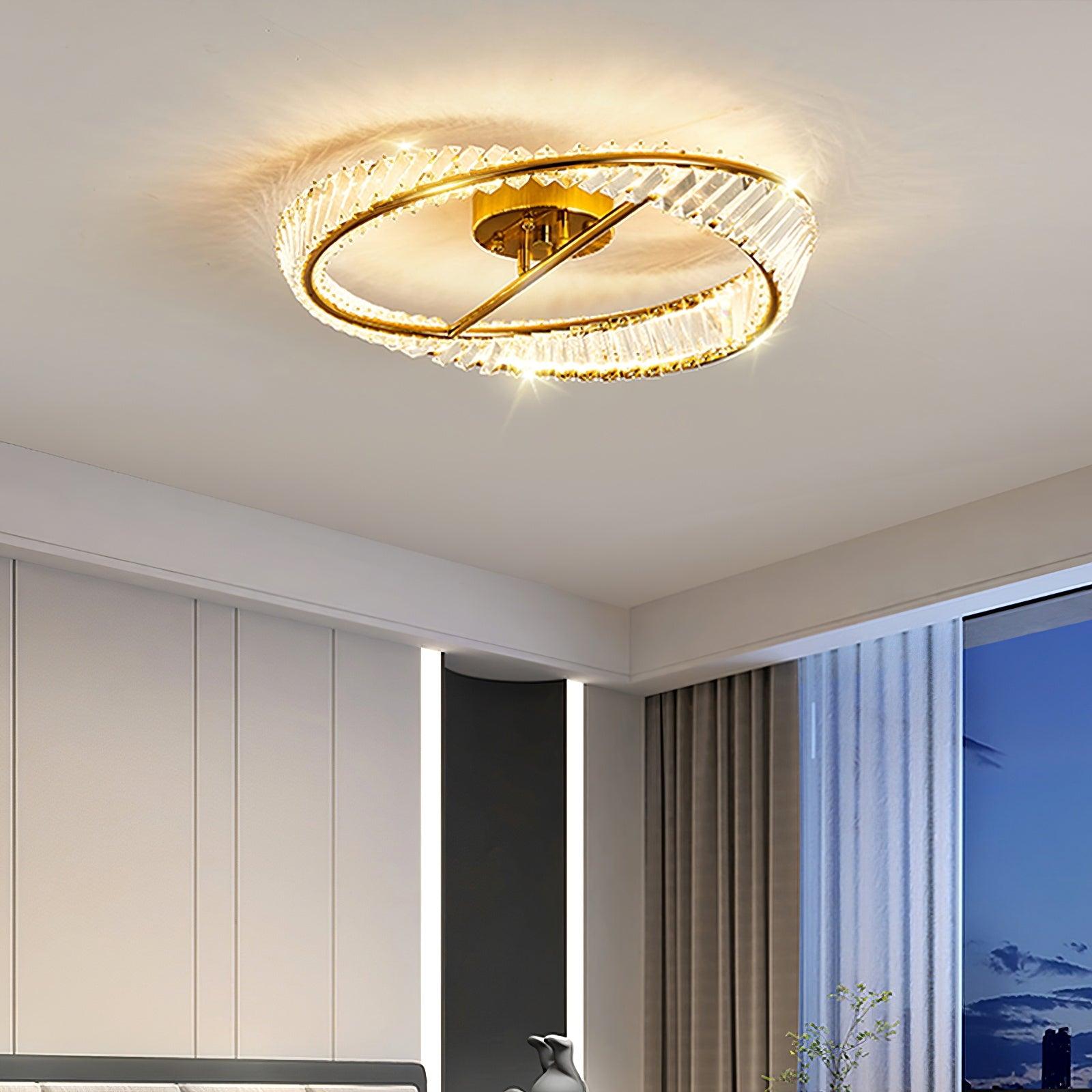 Lustra Ceiling Light Crystal Rings Stainless Steel-Neutral Decor