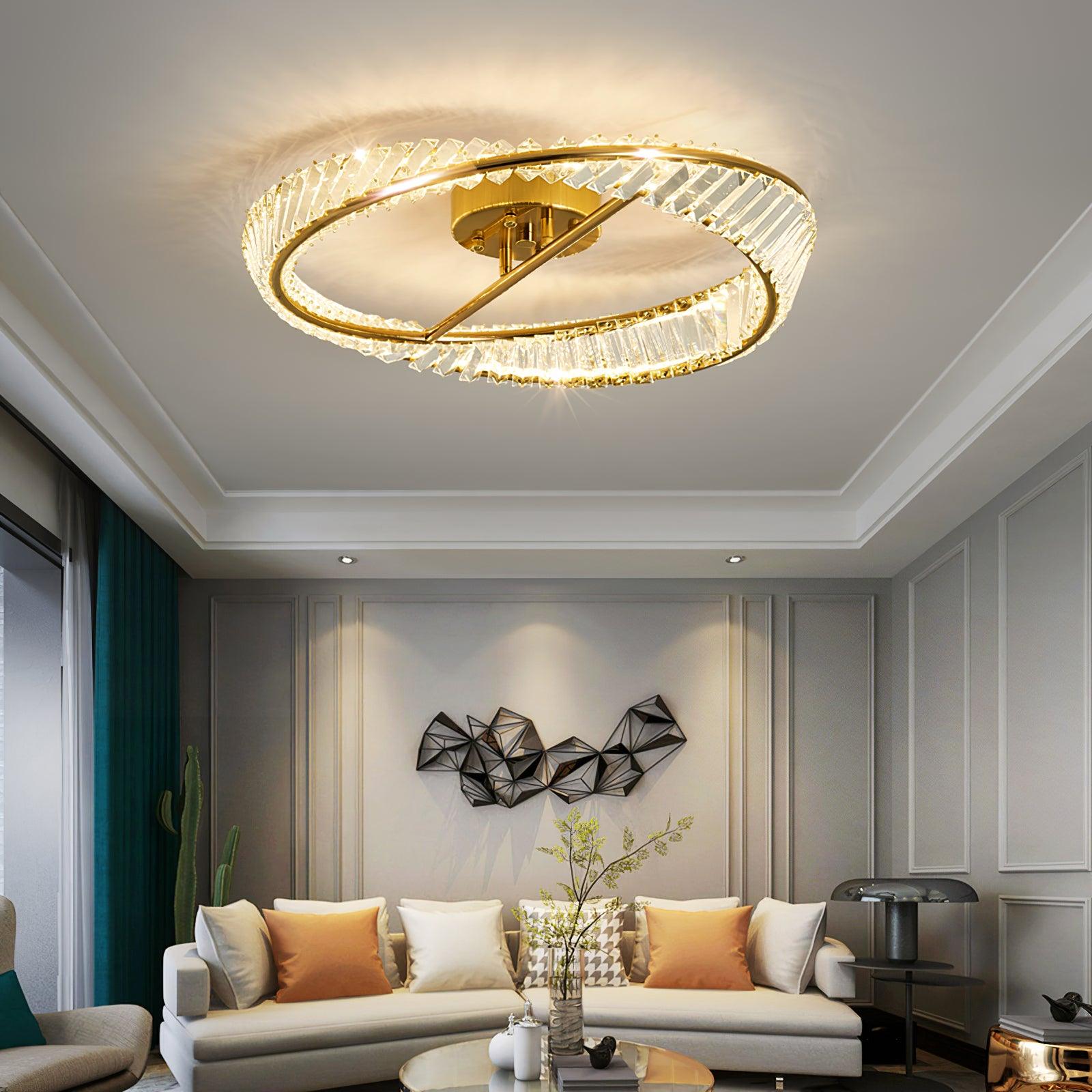 Lustra Ceiling Light Crystal Rings Stainless Steel-Neutral Decor