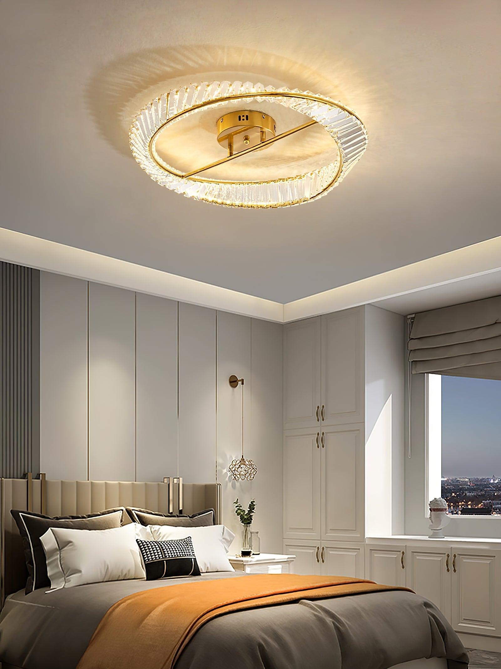Lustra Ceiling Light Crystal Rings Stainless Steel-Neutral Decor