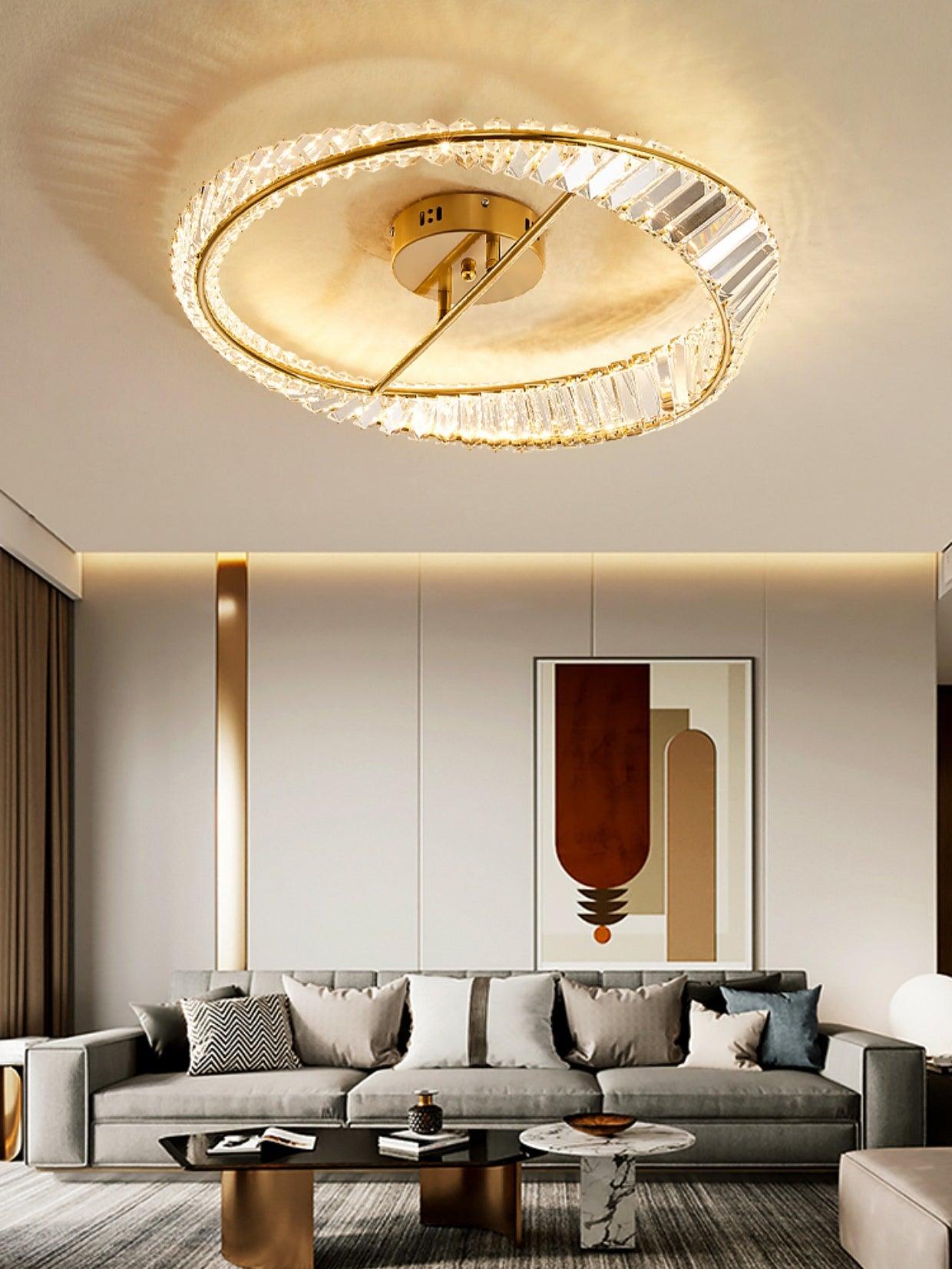 Lustra Ceiling Light Crystal Rings Stainless Steel-Neutral Decor