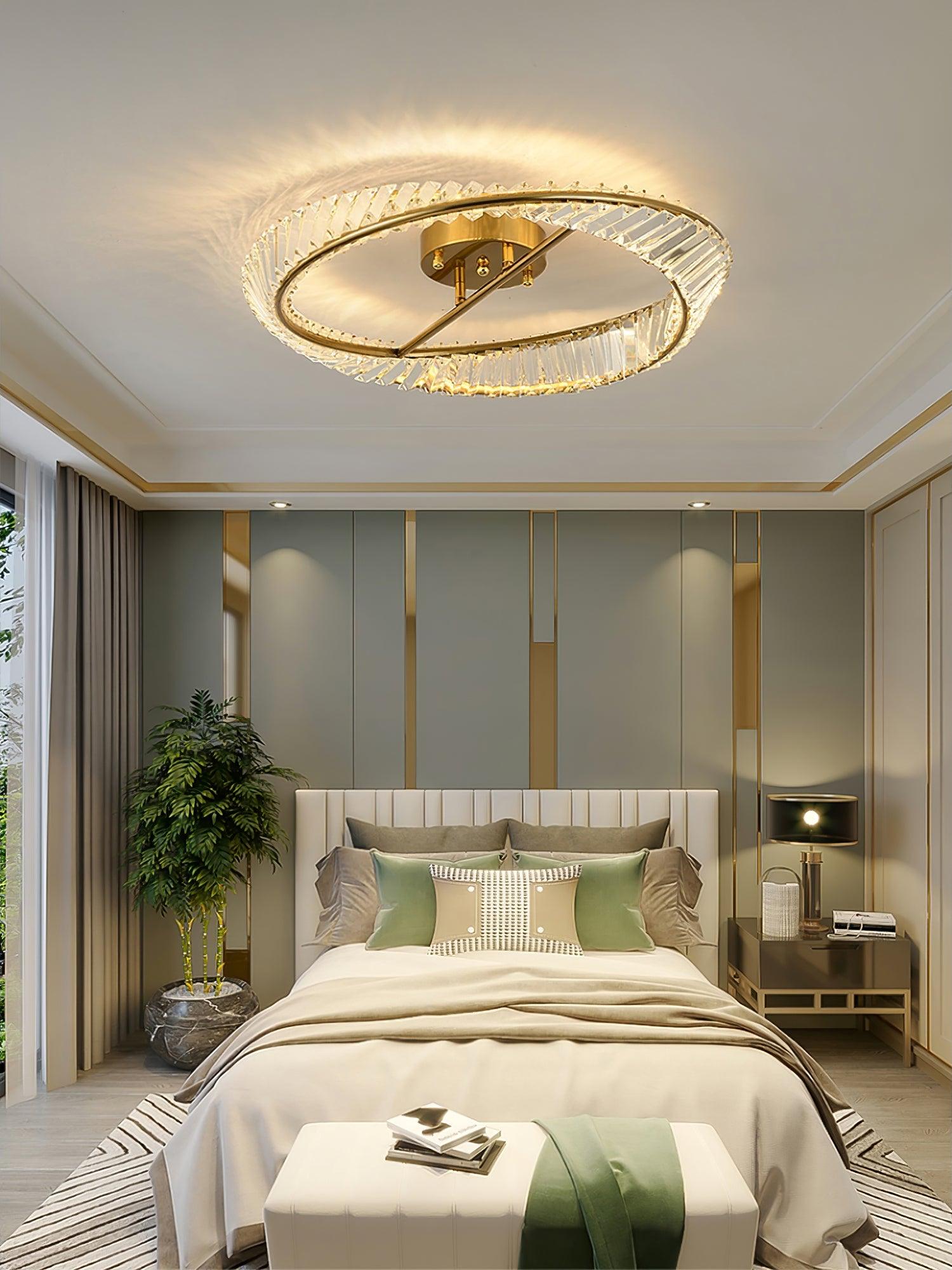 Lustra Ceiling Light Crystal Rings Stainless Steel-Neutral Decor