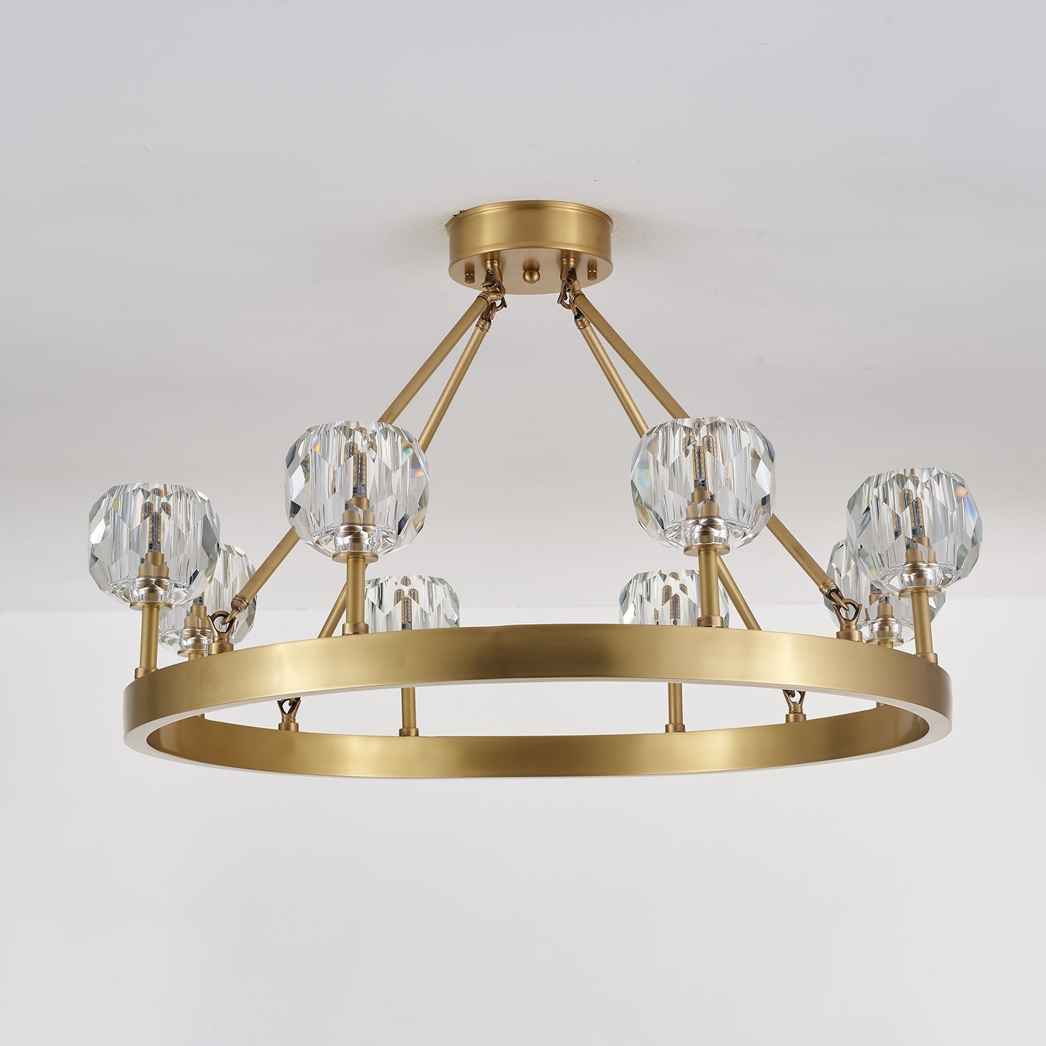 Syzorisra Modern Crystal Brass Chandelier-Neutral Decor