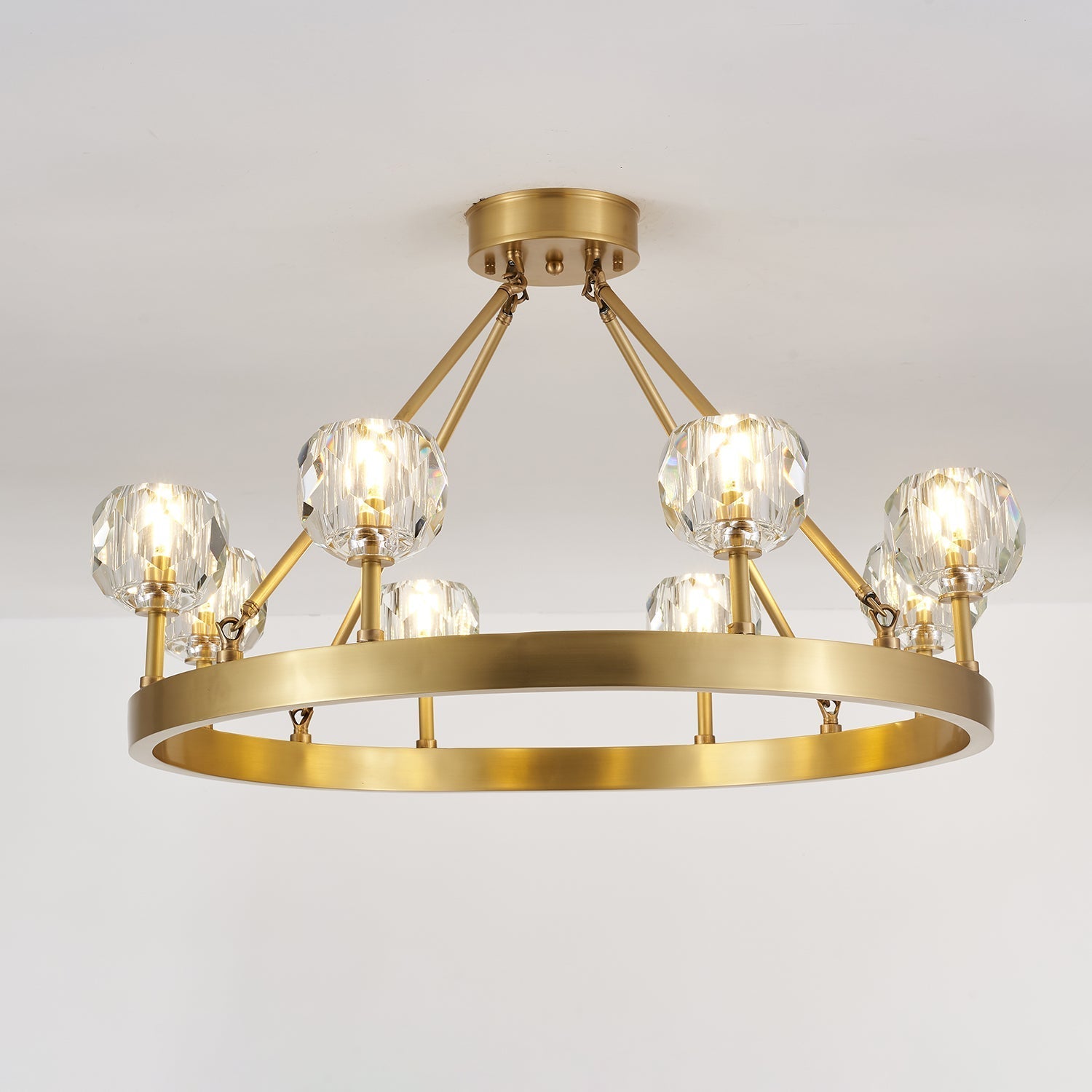 Syzorisra Modern Crystal Brass Chandelier-Neutral Decor