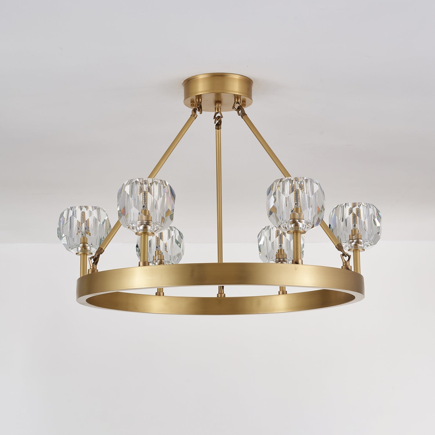 Syzorisra Modern Crystal Brass Chandelier-Neutral Decor