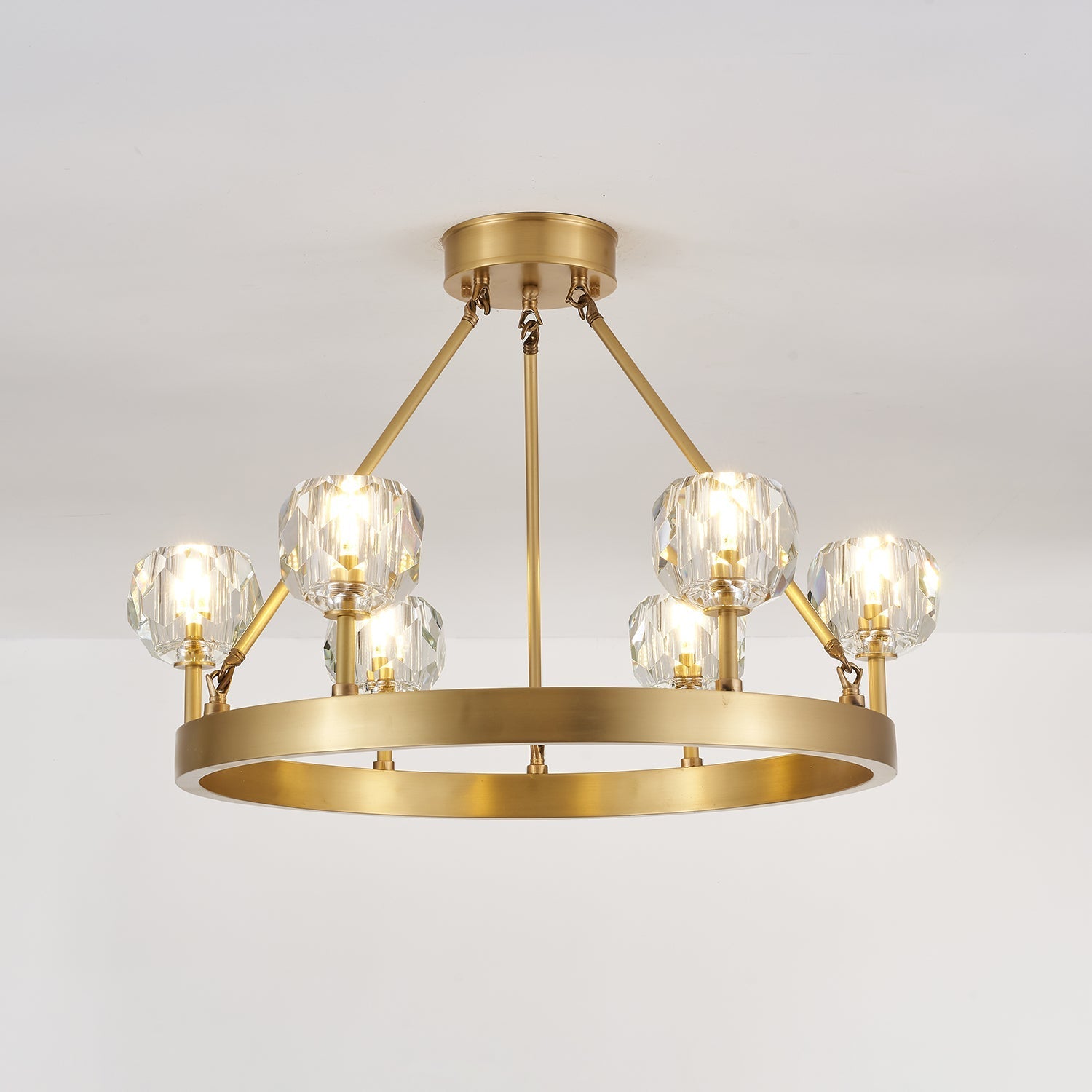 Syzorisra Modern Crystal Brass Chandelier-Neutral Decor