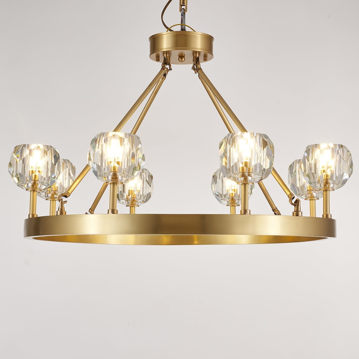 Syzorisra Modern Crystal Brass Chandelier-Neutral Decor