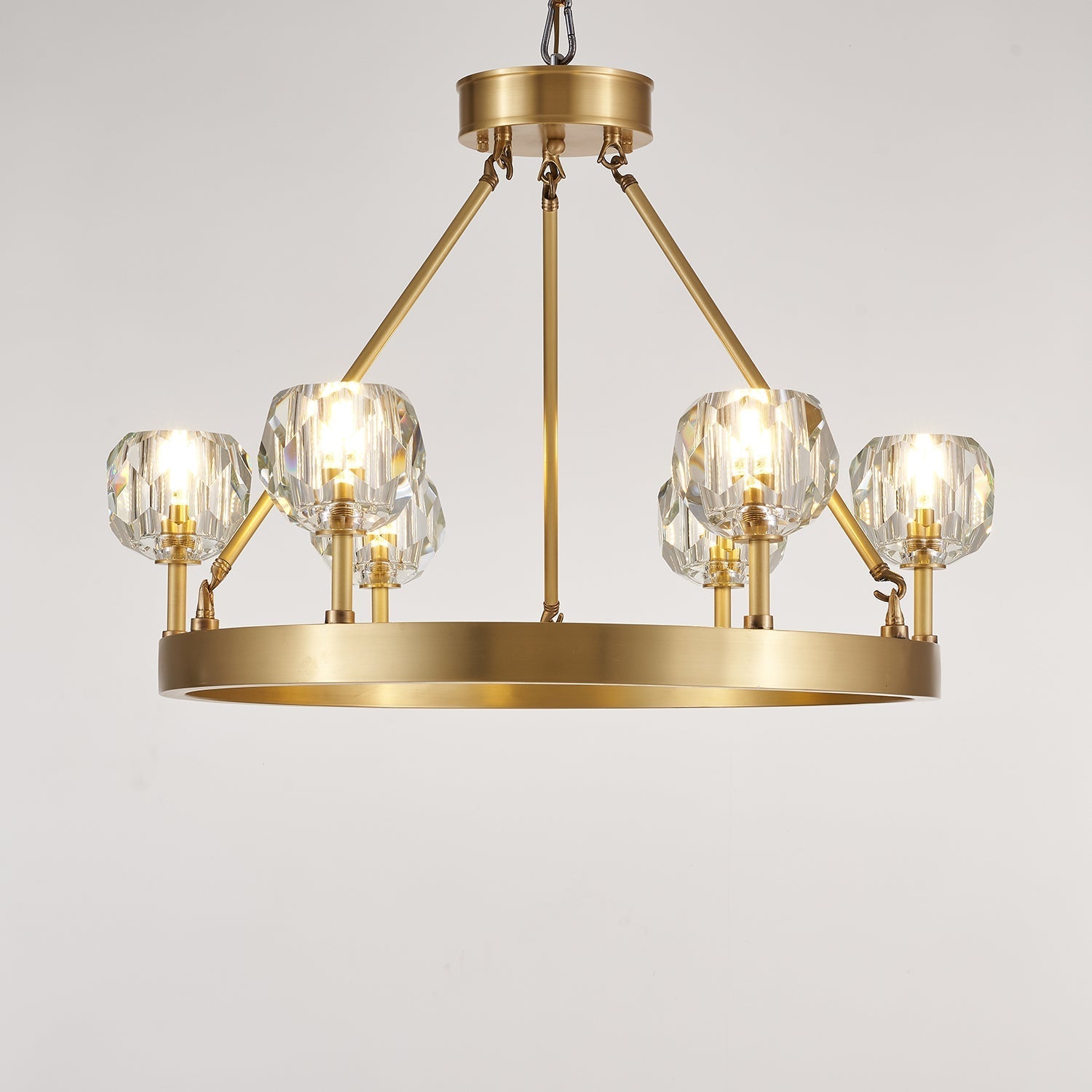 Syzorisra Modern Crystal Brass Chandelier-Neutral Decor