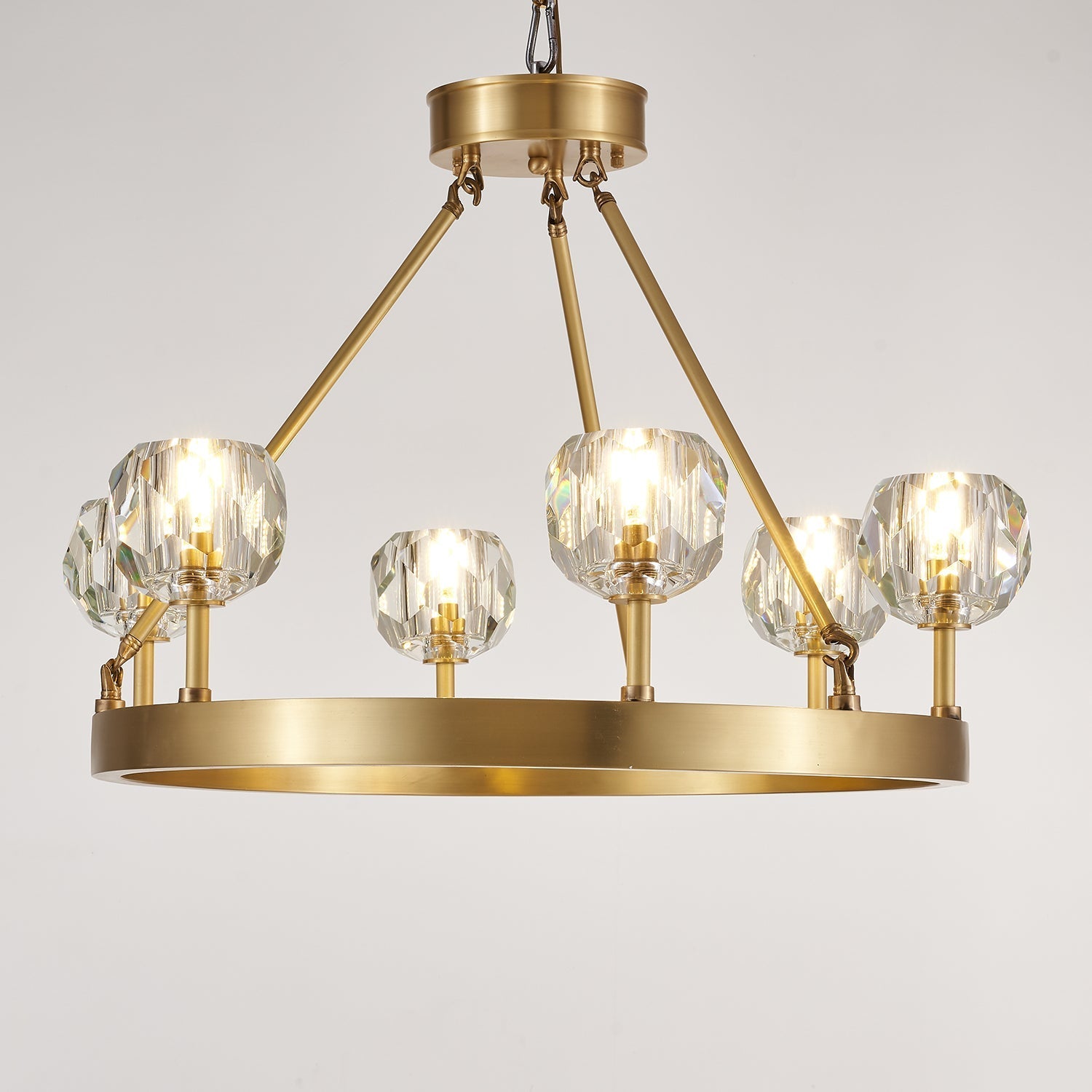 Syzorisra Modern Crystal Brass Chandelier-Neutral Decor