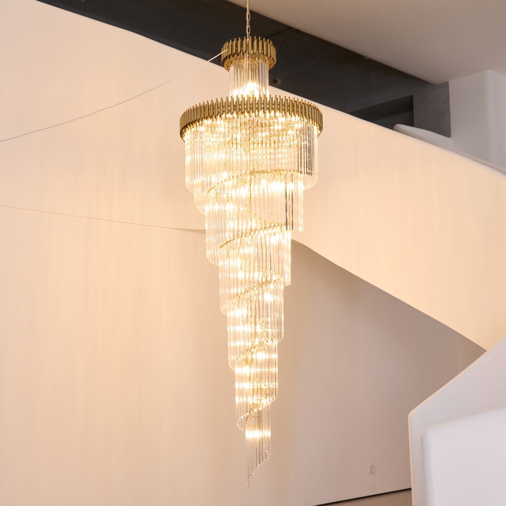 Eurmirila Crystal Spiral Chandelier-Neutral Decor
