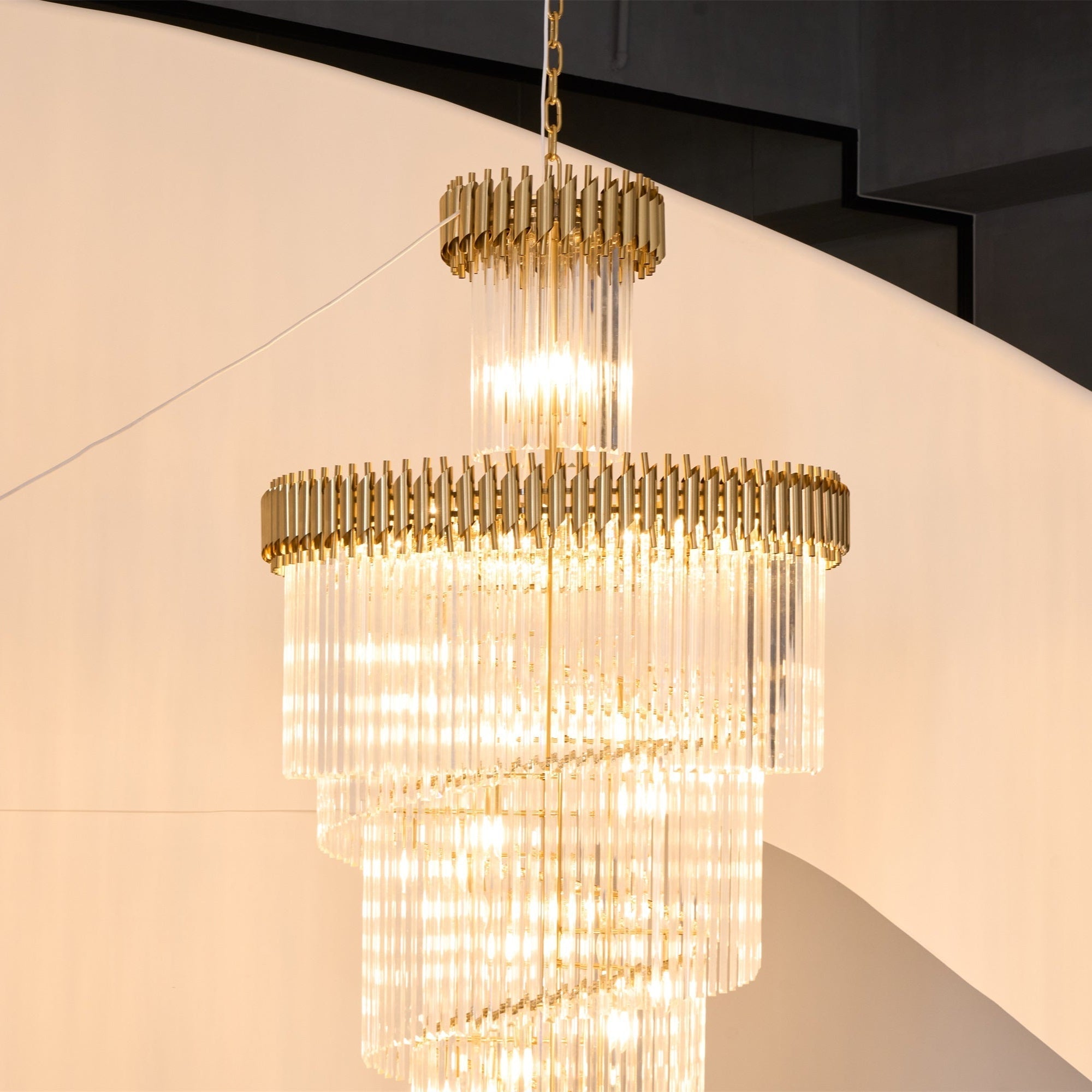 Eurmirila Crystal Spiral Chandelier-Neutral Decor