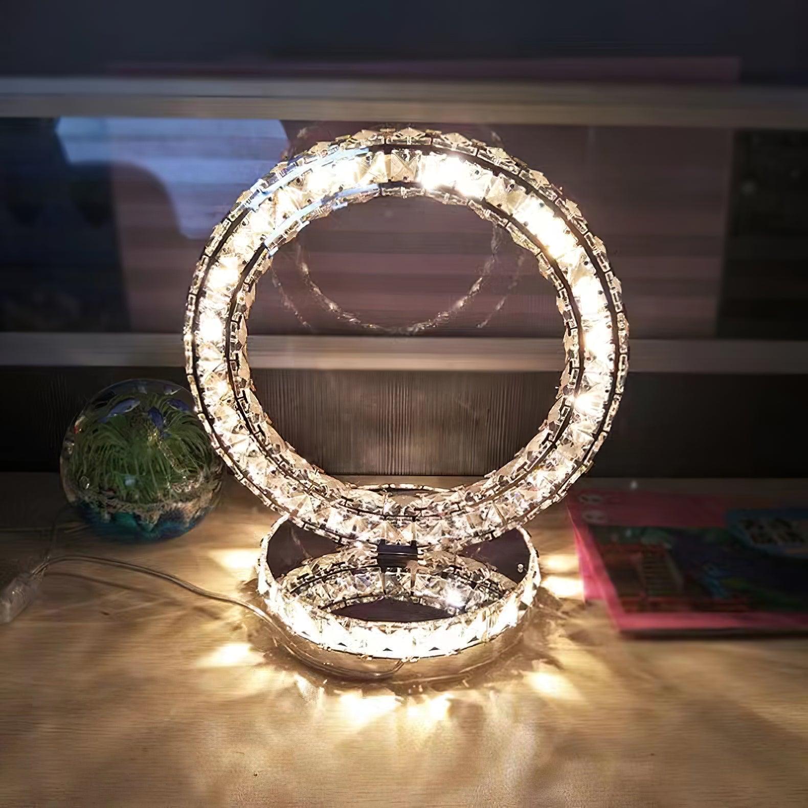 Ivor Crystal Rings Table Lamp-Neutral Decor