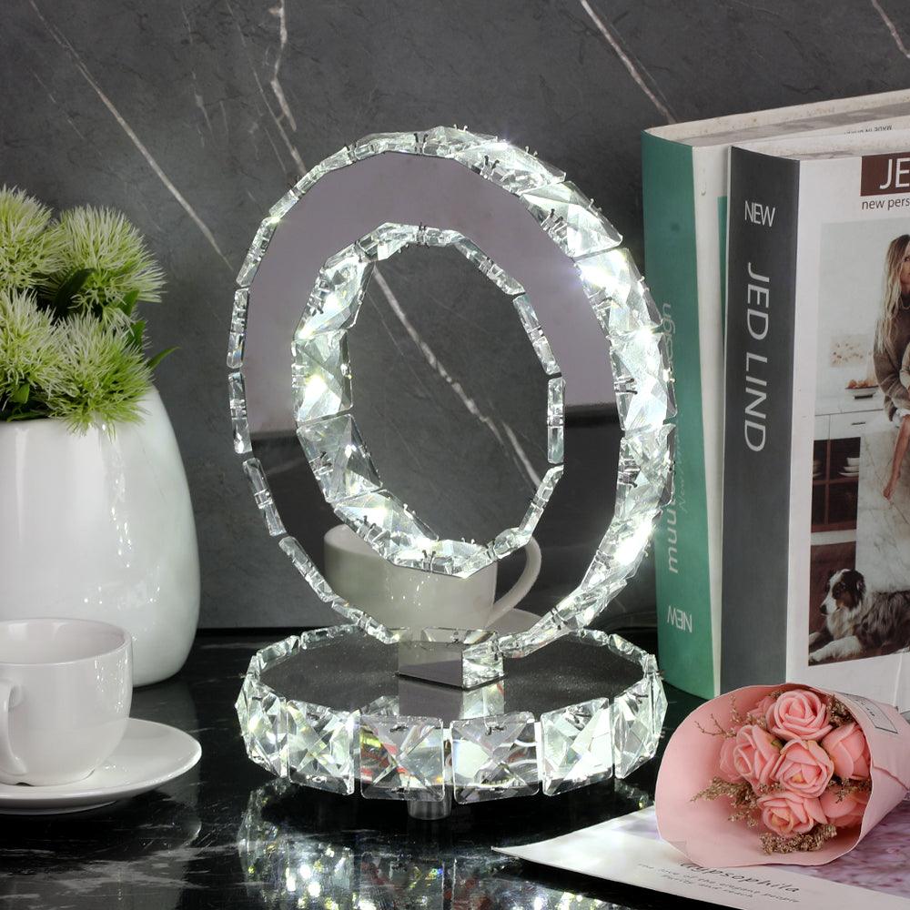 Ivor Crystal Rings Table Lamp-Neutral Decor