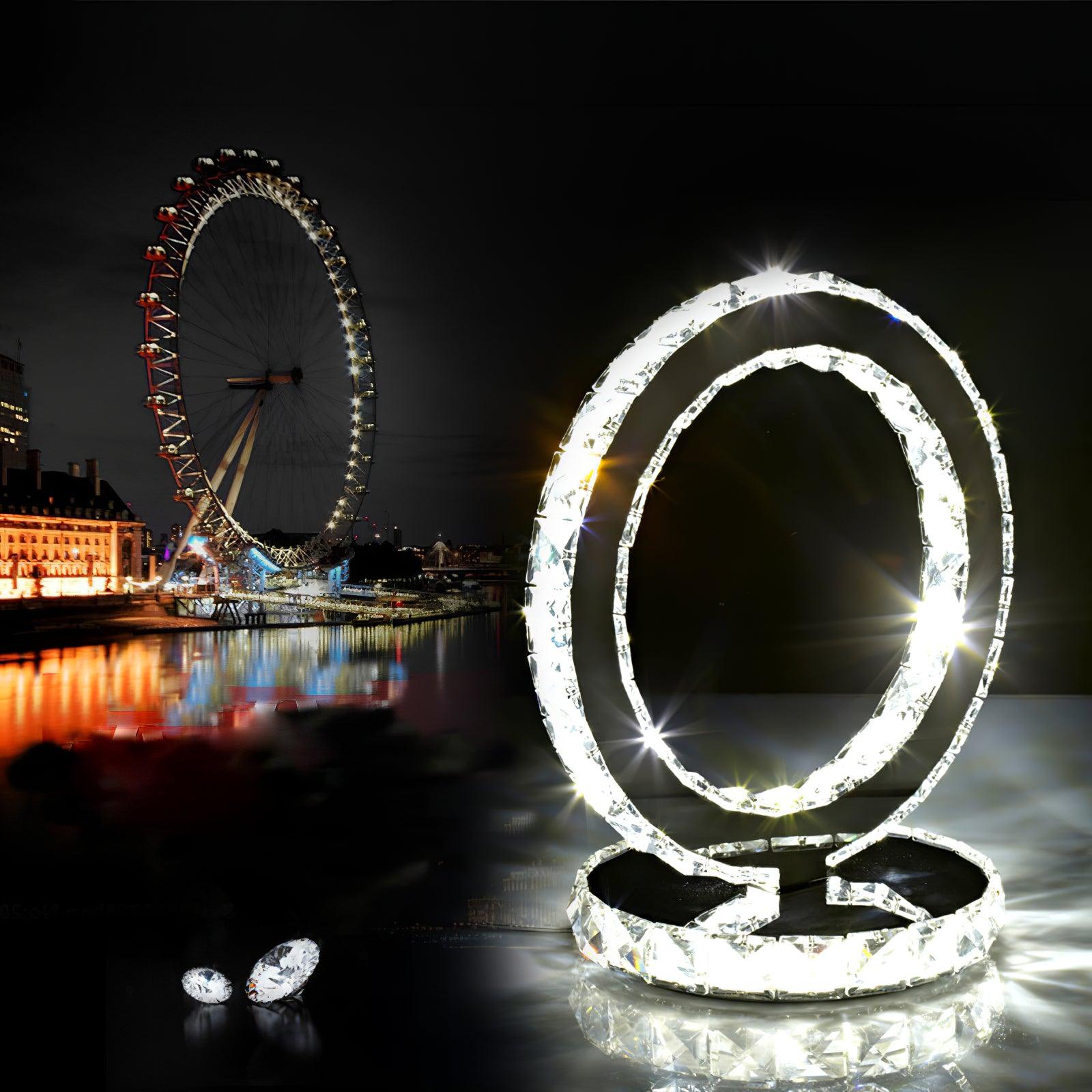 Ivor Crystal Rings Table Lamp-Neutral Decor