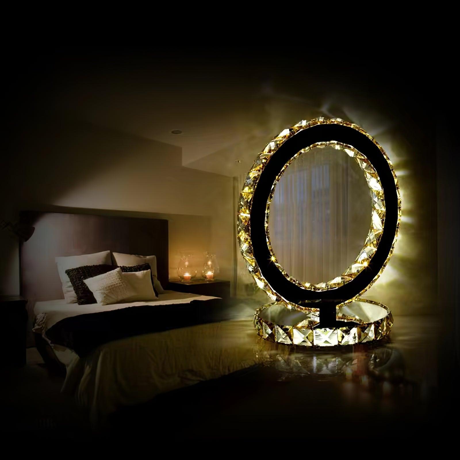 Ivor Crystal Rings Table Lamp-Neutral Decor