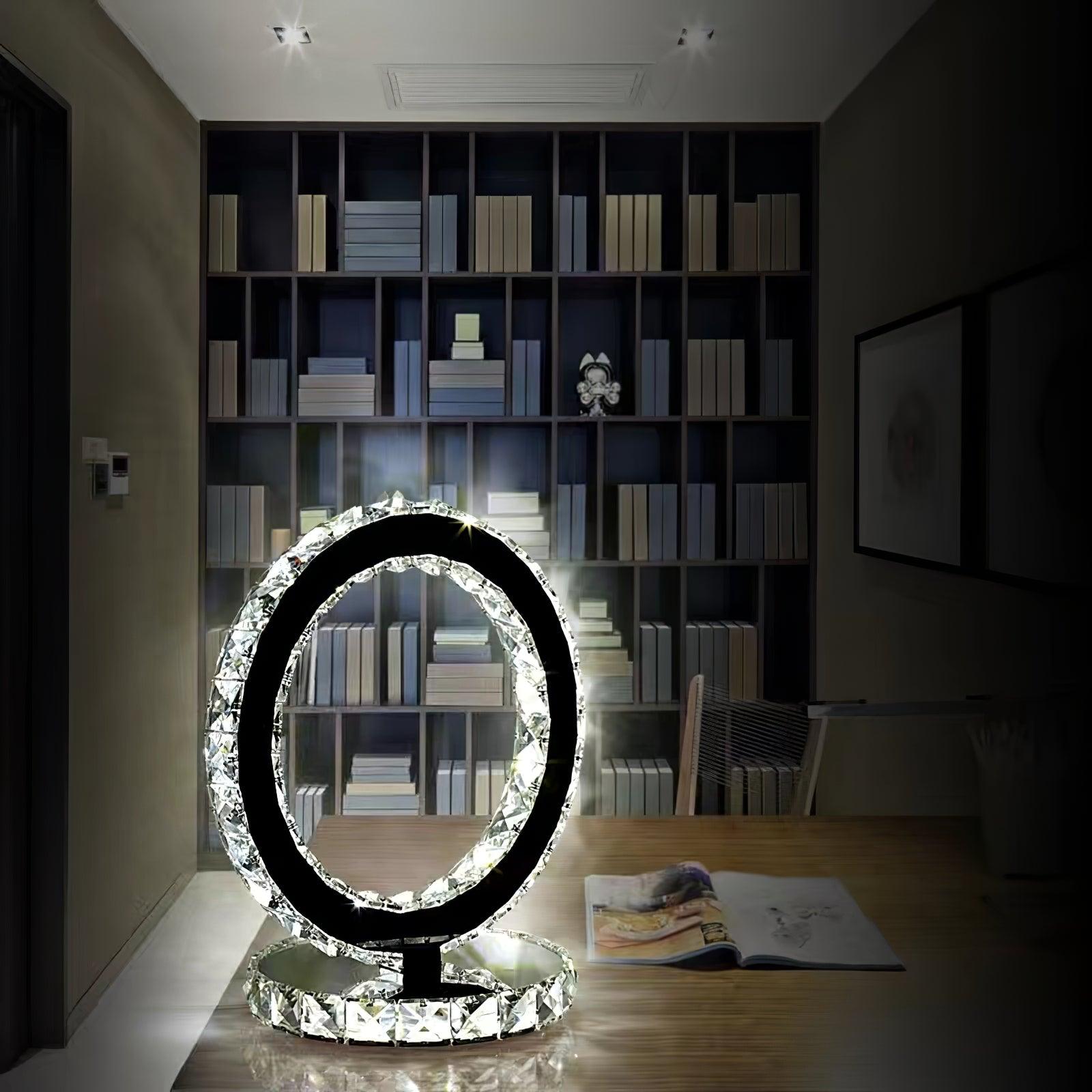 Ivor Crystal Rings Table Lamp-Neutral Decor