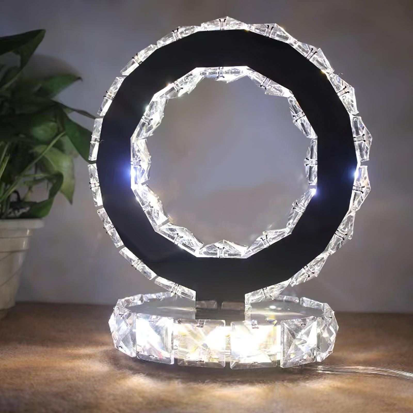 Ivor Crystal Rings Table Lamp-Neutral Decor