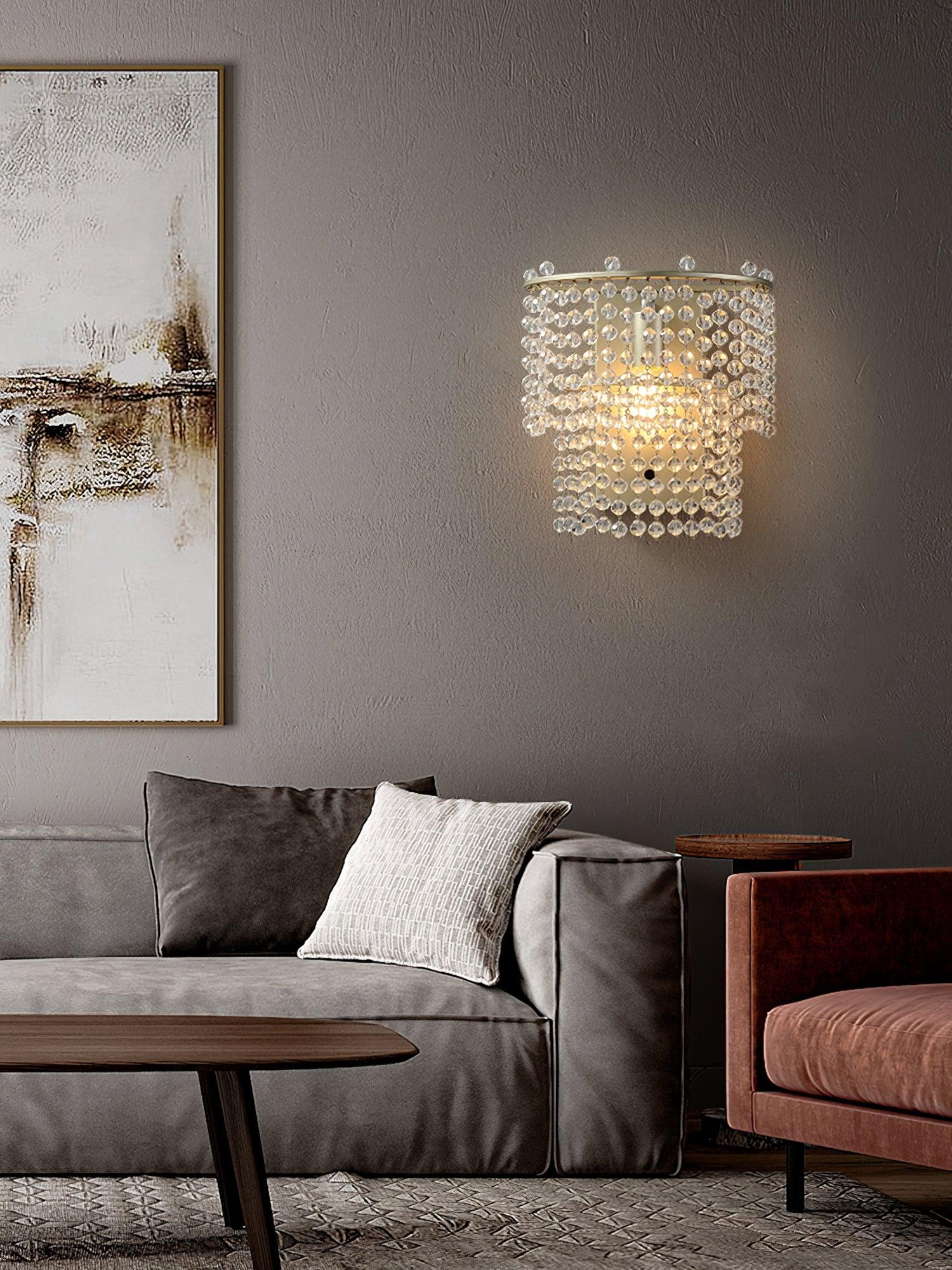 Aurora Crystal Waterfall Wall Light-Neutral Decor