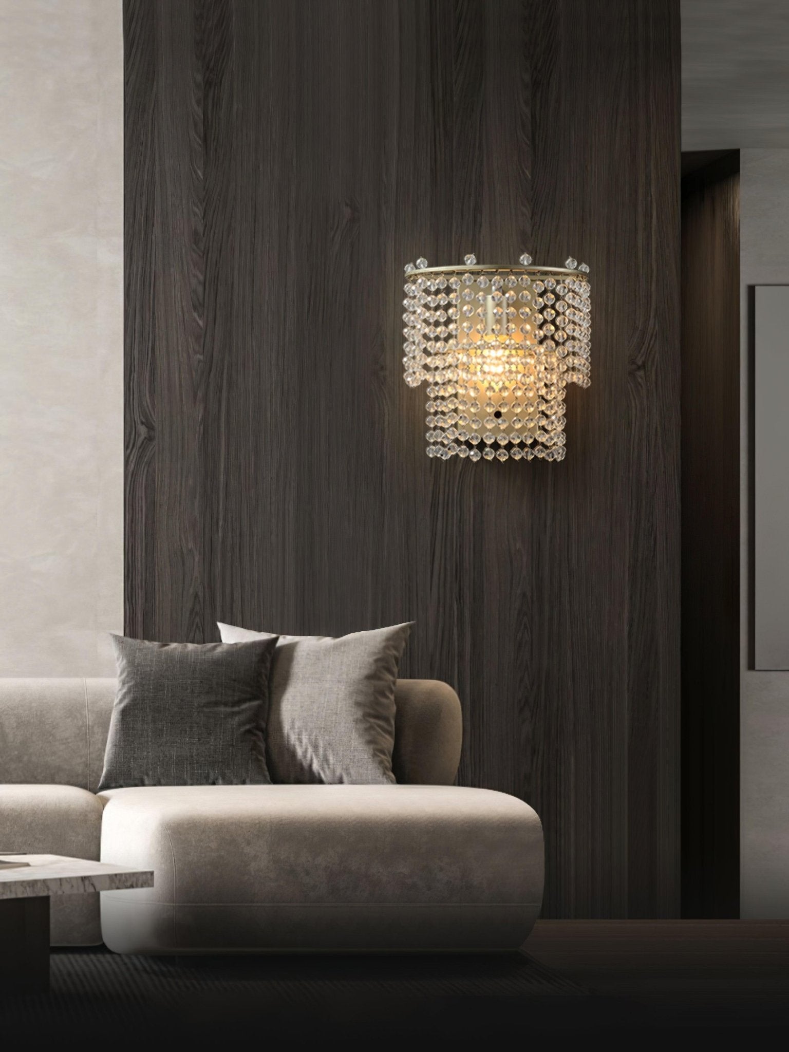 Aurora Crystal Waterfall Wall Light-Neutral Decor