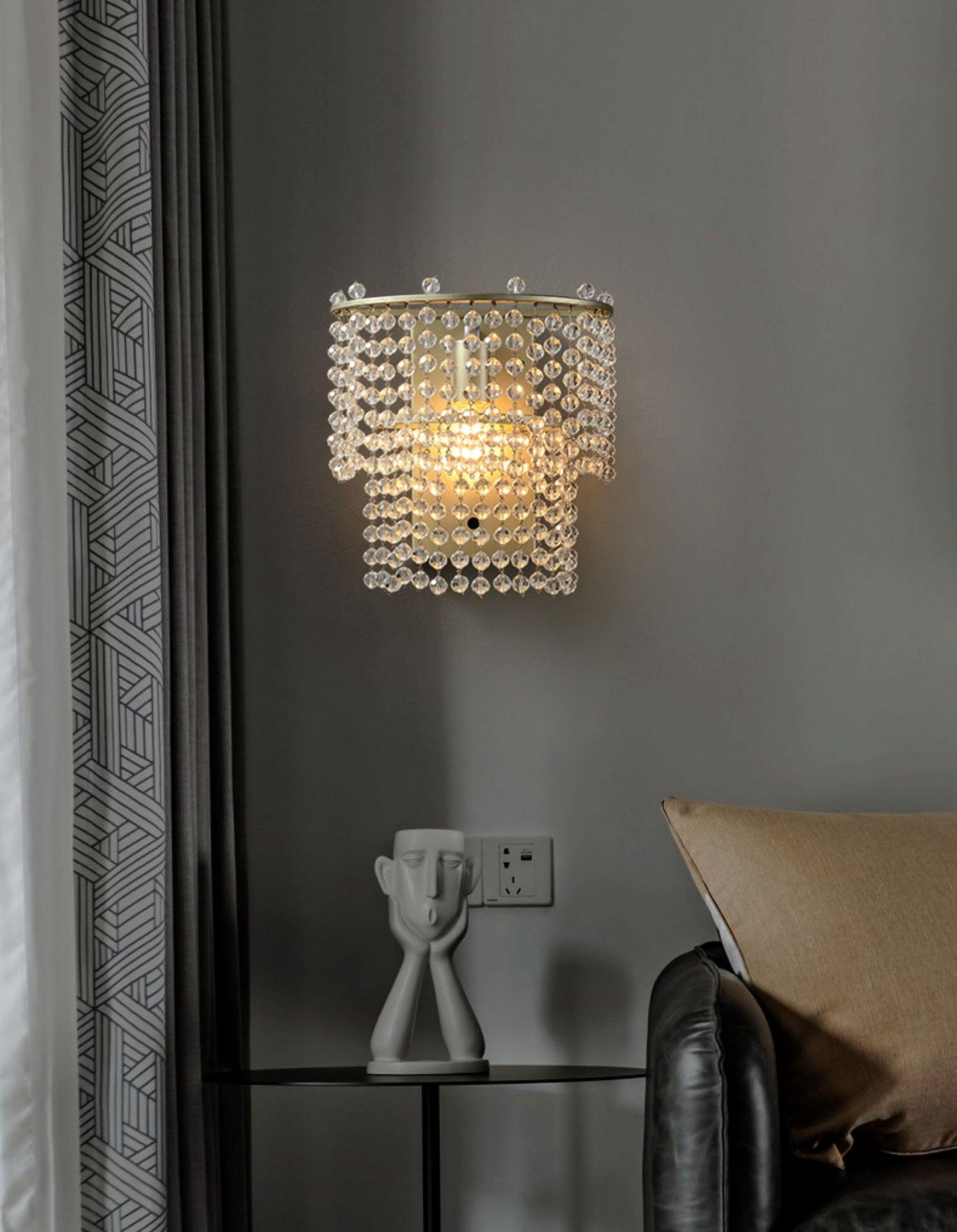 Aurora Crystal Waterfall Wall Light-Neutral Decor