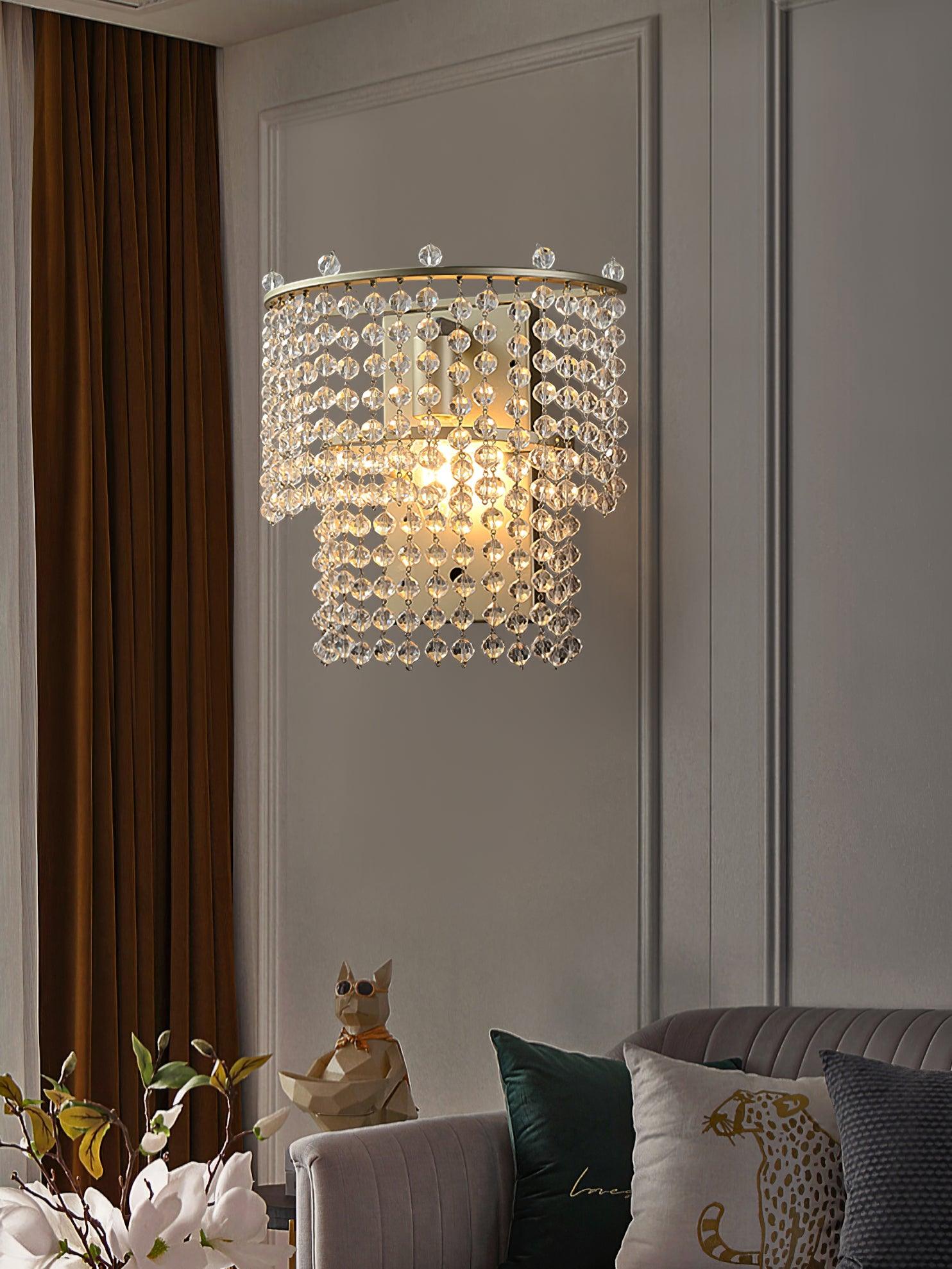 Aurora Crystal Waterfall Wall Light-Neutral Decor