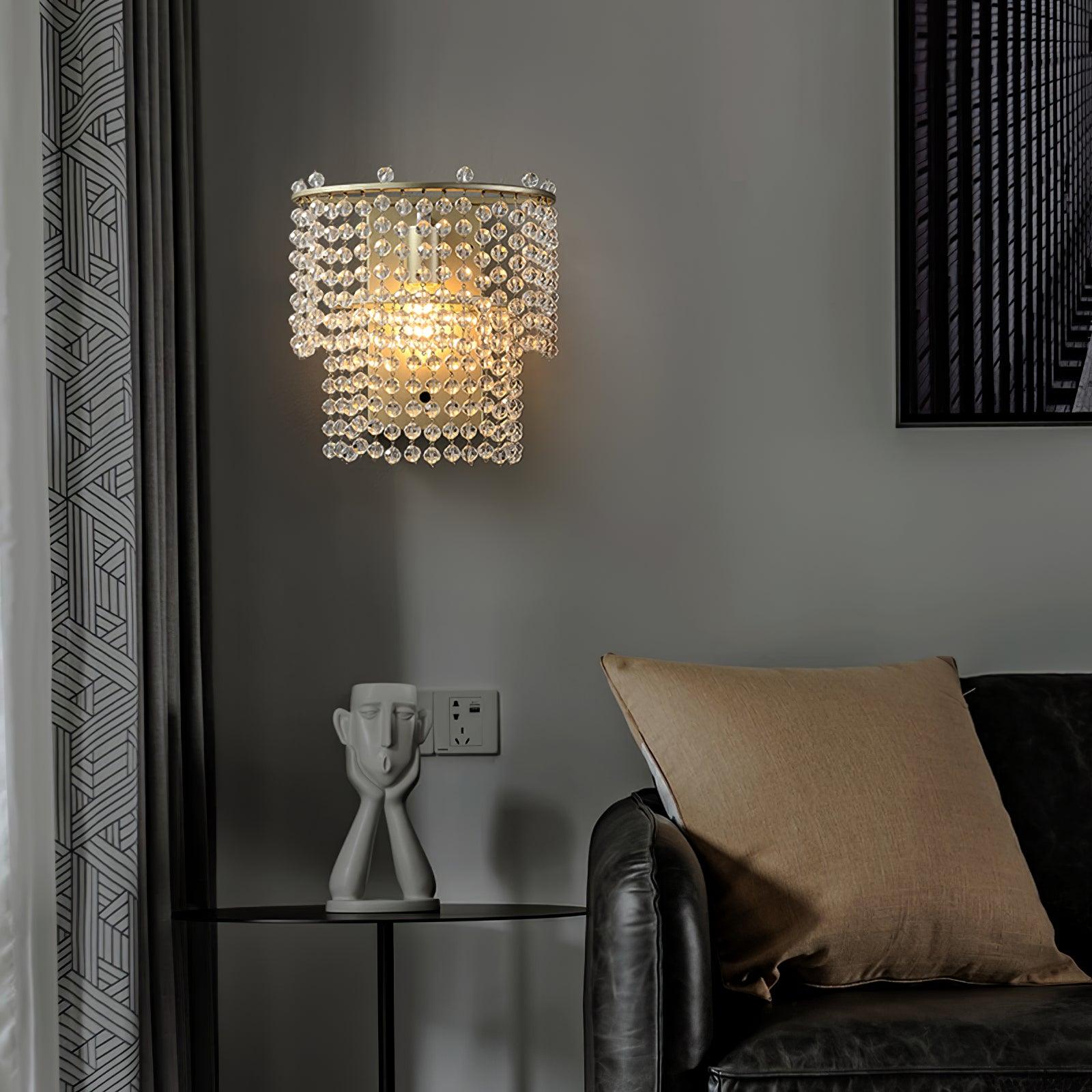 Aurora Crystal Waterfall Wall Light-Neutral Decor