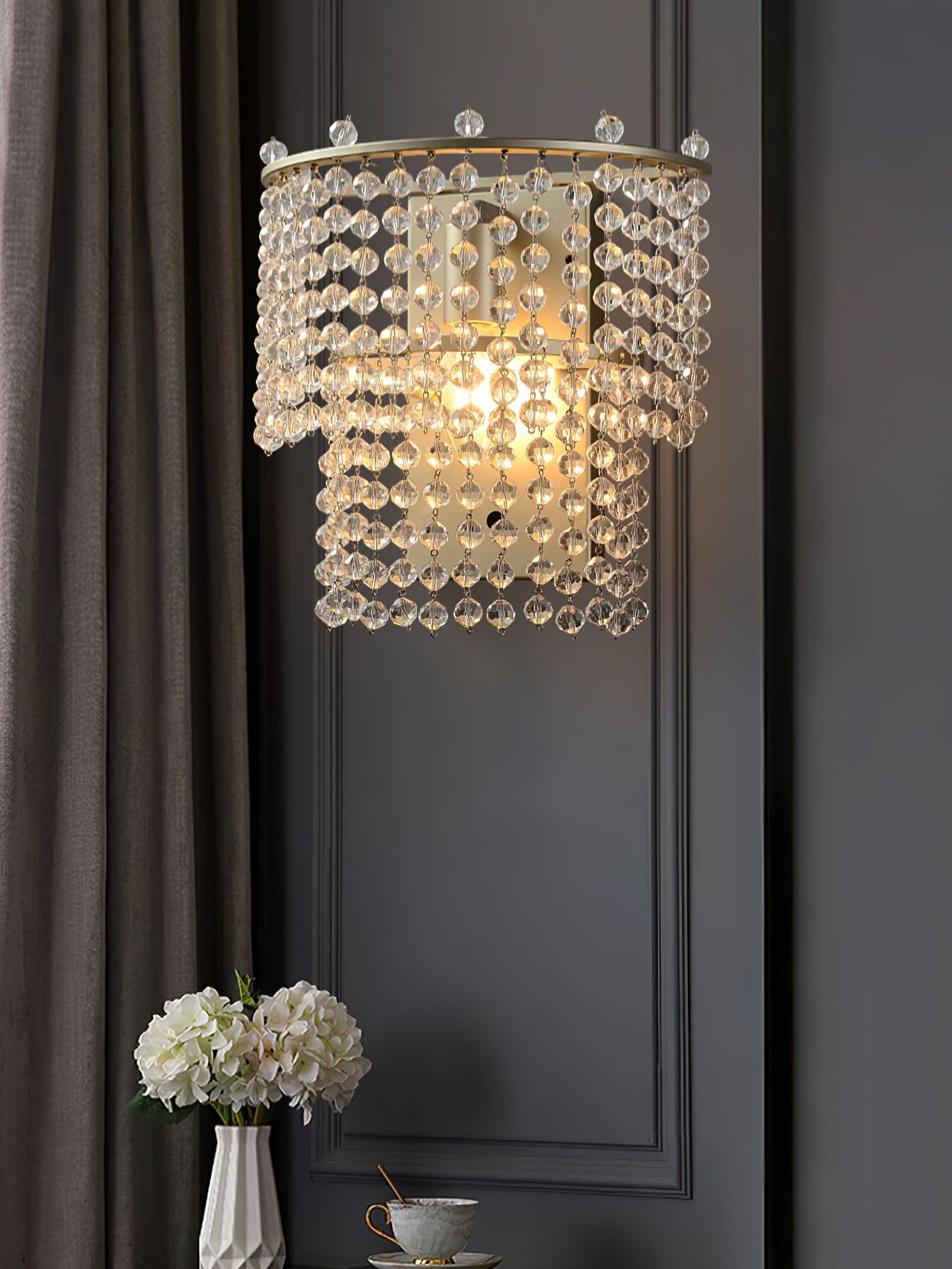 Aurora Crystal Waterfall Wall Light-Neutral Decor