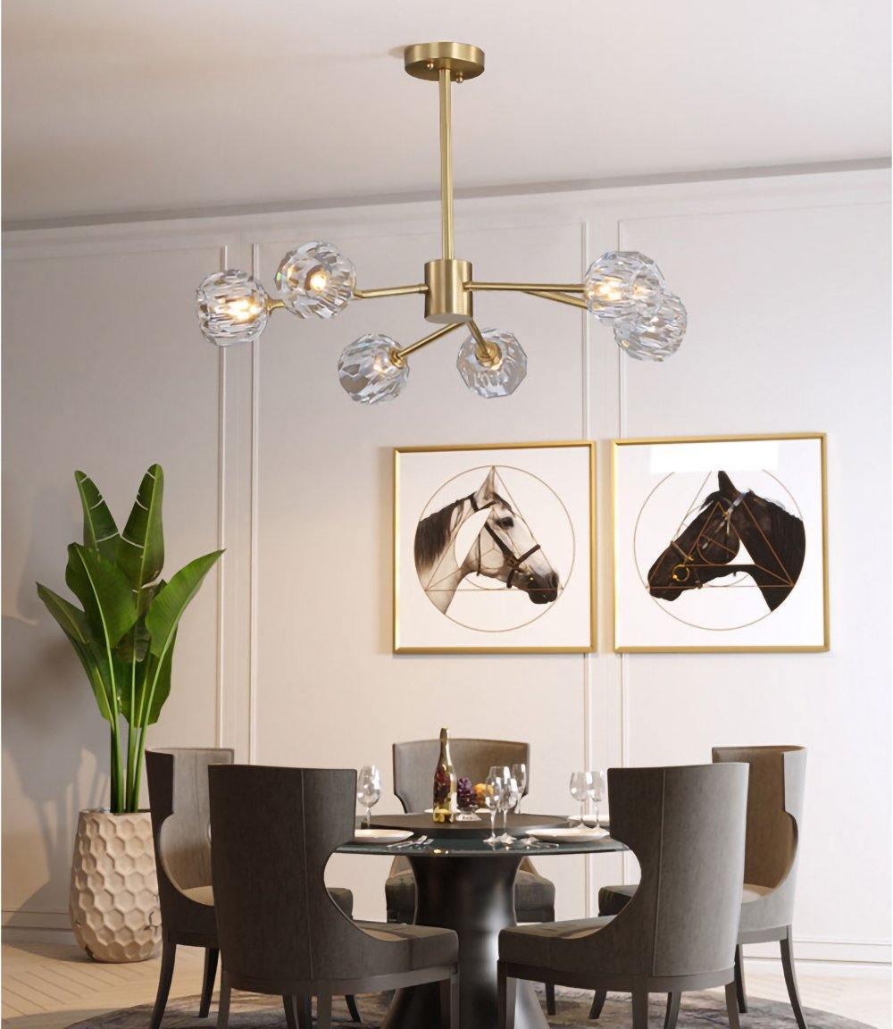Thalyn Pendant Lamp Crystal Ball Brass Cluster-Neutral Decor