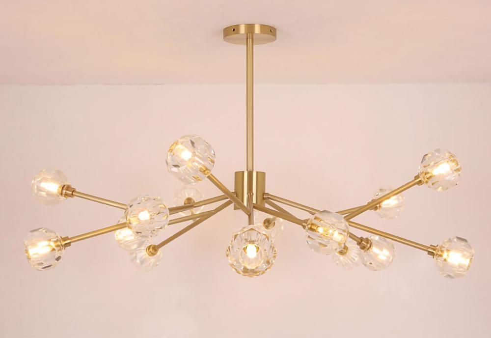 Thalyn Pendant Lamp Crystal Ball Brass Cluster-Neutral Decor