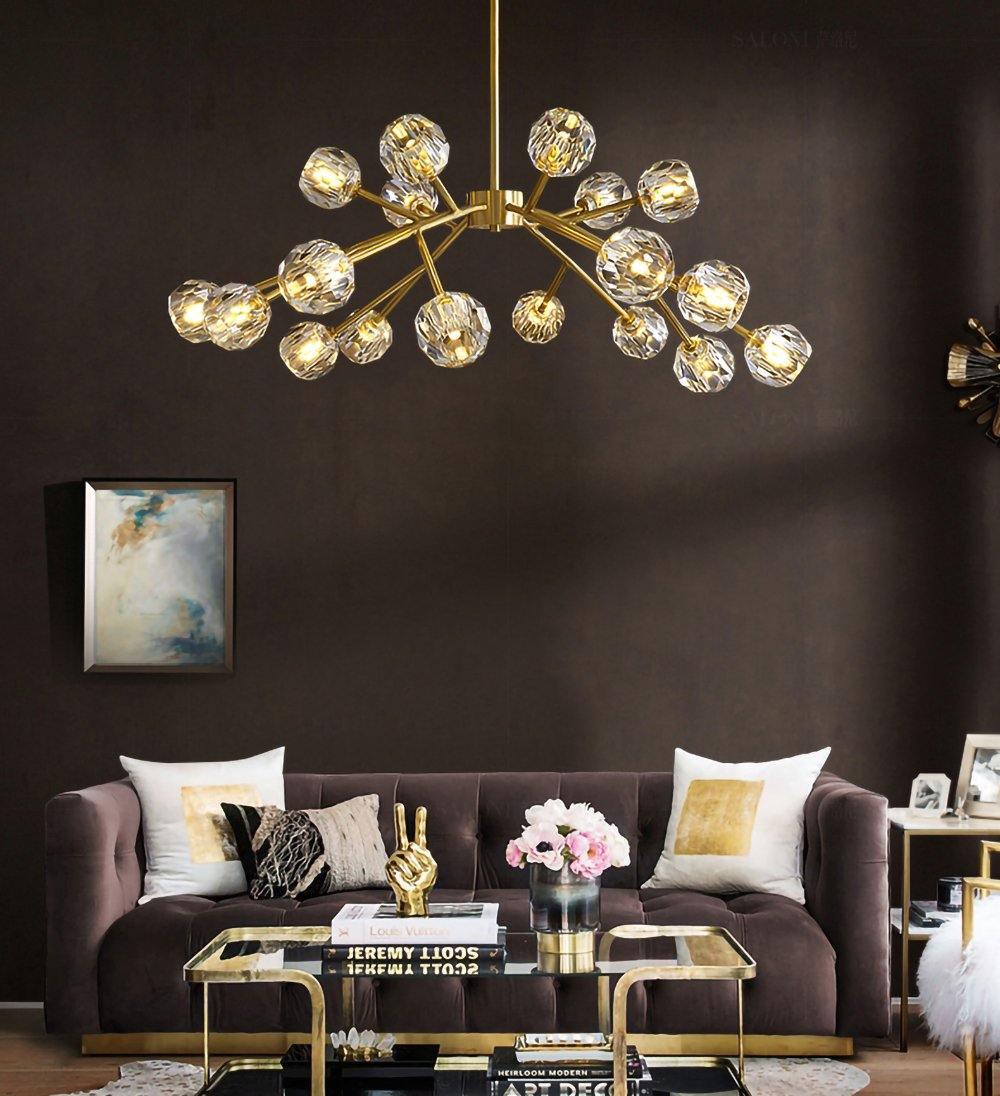 Thalyn Pendant Lamp Crystal Ball Brass Cluster-Neutral Decor